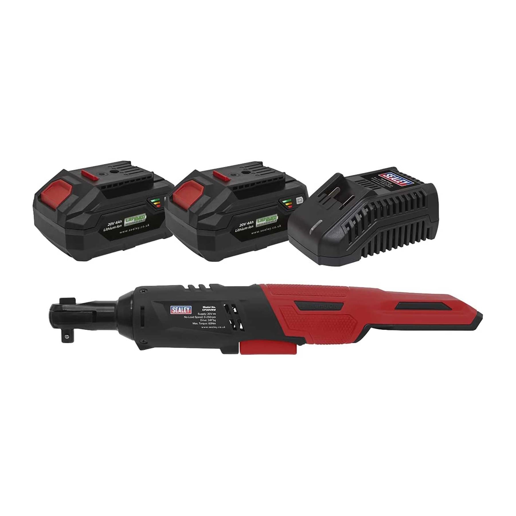 Sealey Cordless Ratchet Wrench 3/8"Sq Drive Kit 20V SV20 Series - 2 Batteries