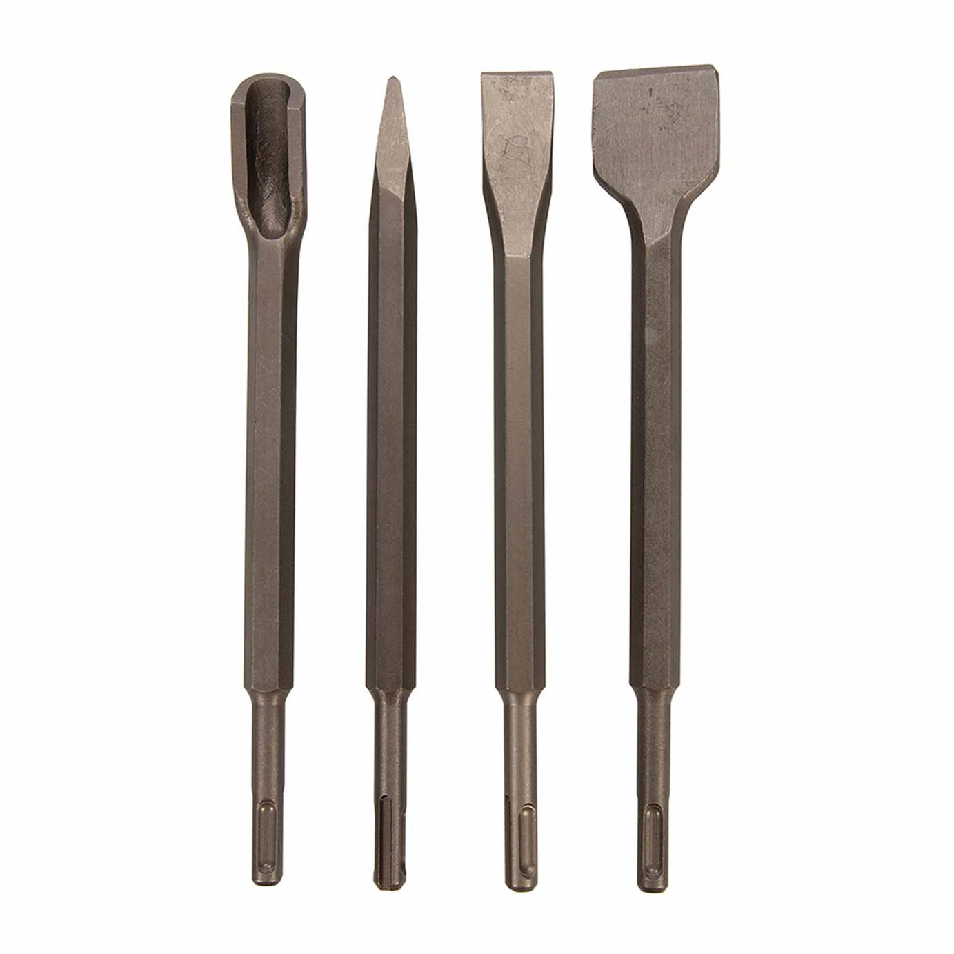 4 PIECES SDS CHISEL SET FOR HAMMER DRILL FLAT POINTED GROOVE GOUGE 250mm MASONRY