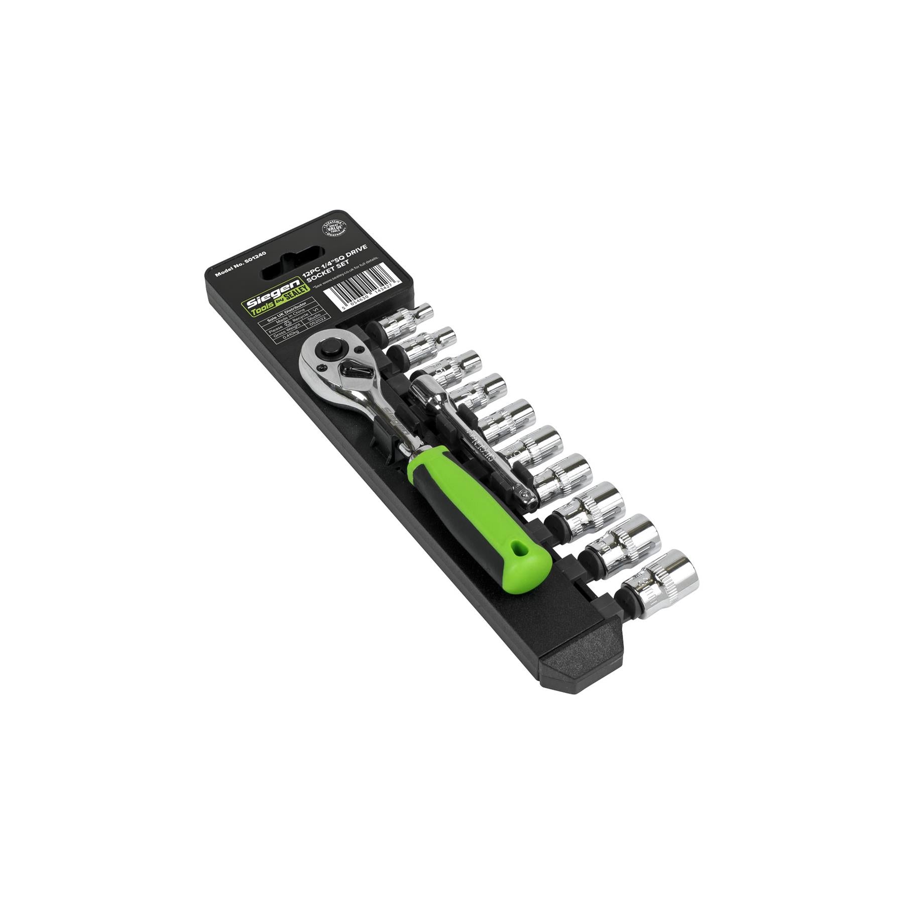 Sealey Socket Set 12pc 1/4"Sq Drive WallDrive� Metric
