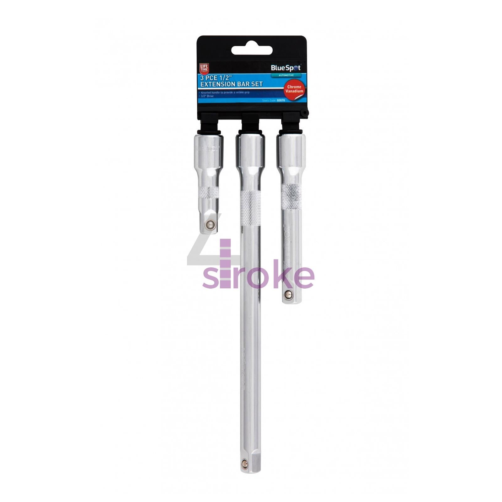 BlueSpot 3 Piece Spring Loaded 1/2 Inch Extension Bar Set 3, 5 and 10 Inch