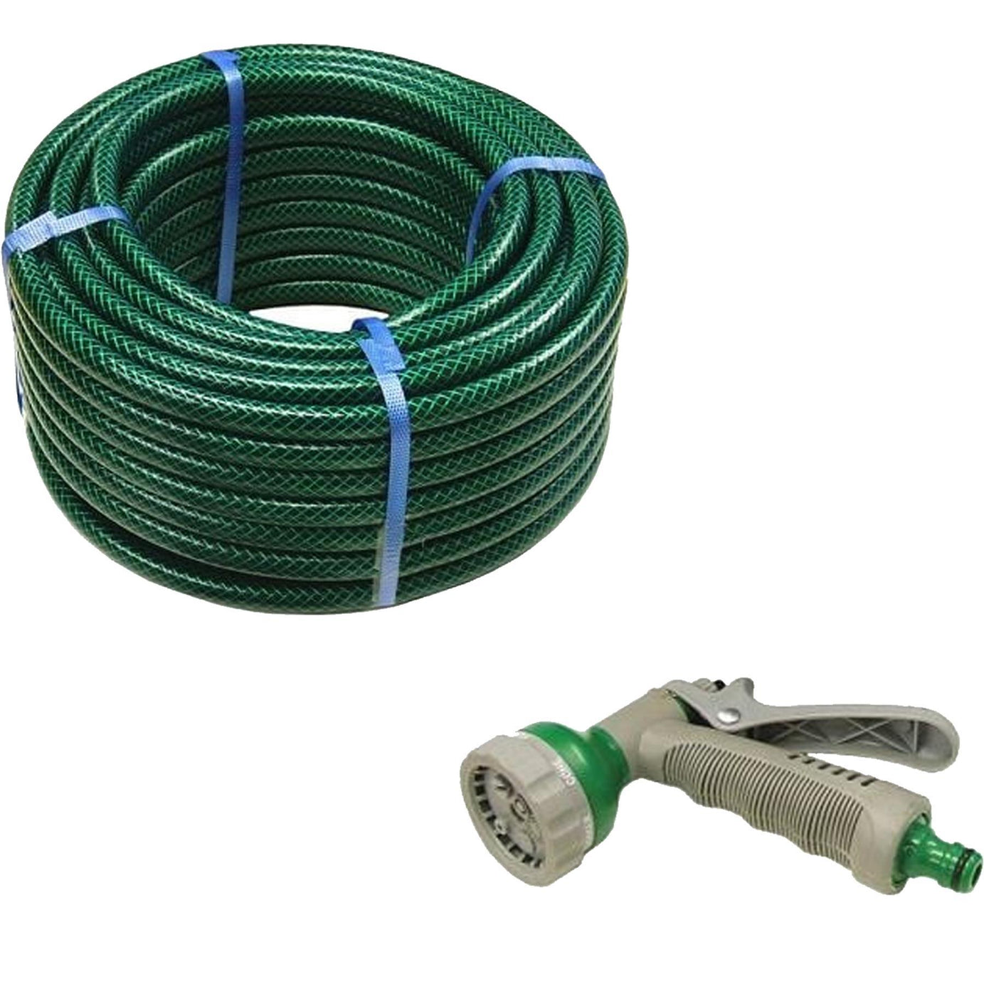 Garden Hose Pipe With Spray Gun Set PVC Watering Hose Green 15m