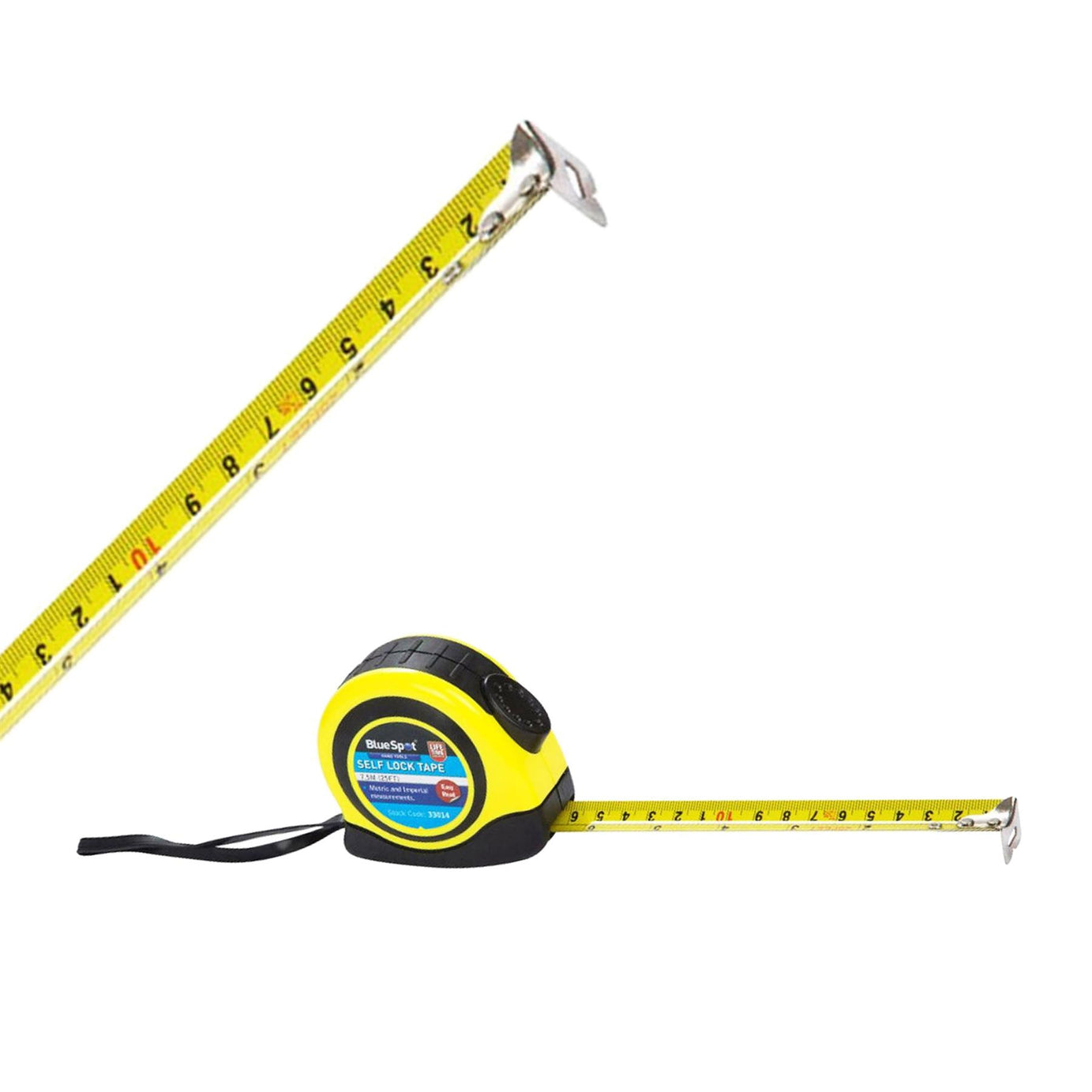 BlueSpot Tape Measure Magnetic Tip Auto Lock Imperial Metric Scale  7.5m (25FT)