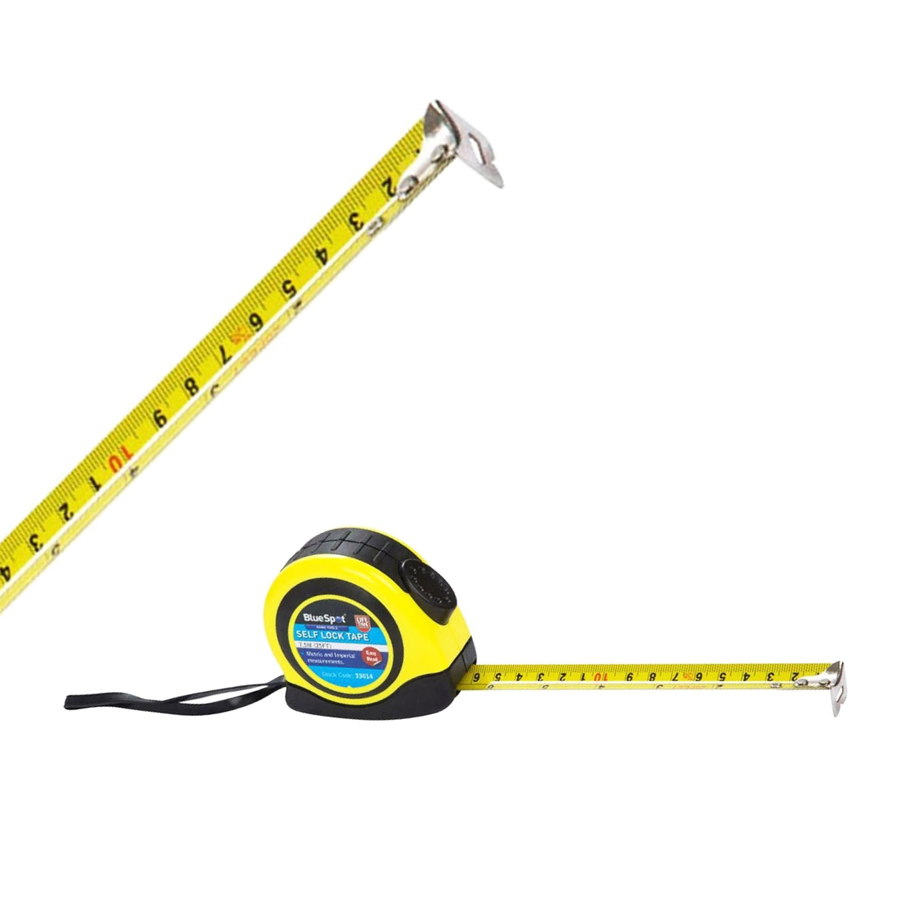BlueSpot Tape Measure Magnetic Tip Auto Lock Imperial Metric Scale  7.5m (25FT)