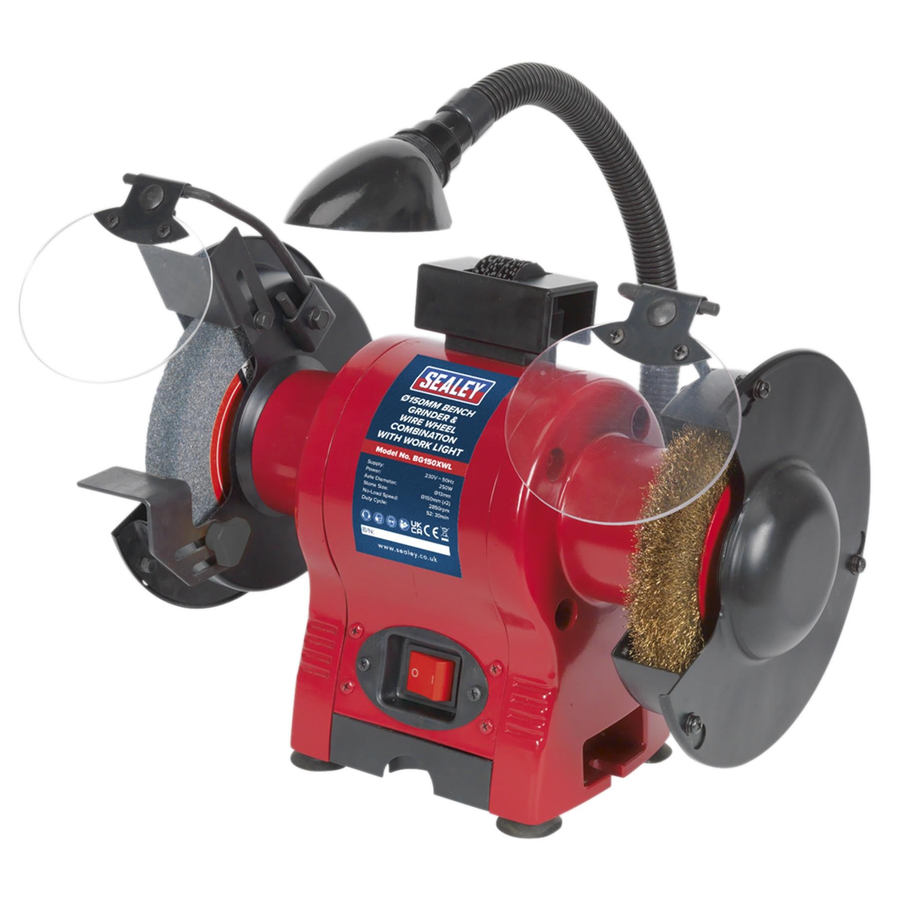 Sealey Bench Grinder 150mm & Wire Wheel Combo with Work Light 230V