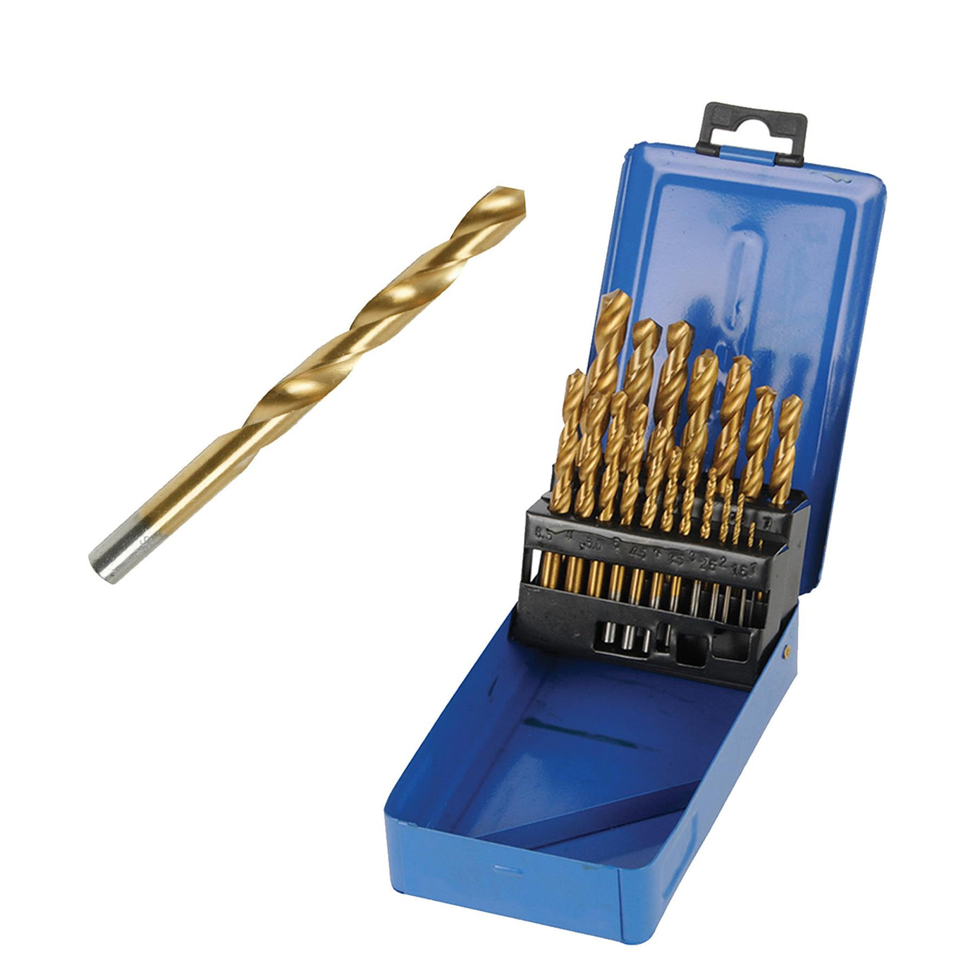 19Pce Hss Titanium-Coated Drill Bits Suitable For Most Metals High Quality