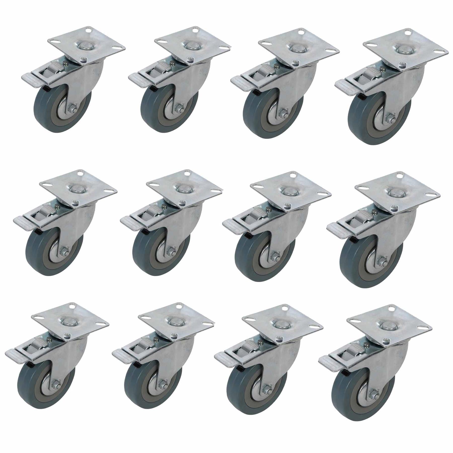 Heavy Duty Swivel Rubber Castor Caster Wheels Cart Wheel 100mm 12 PC