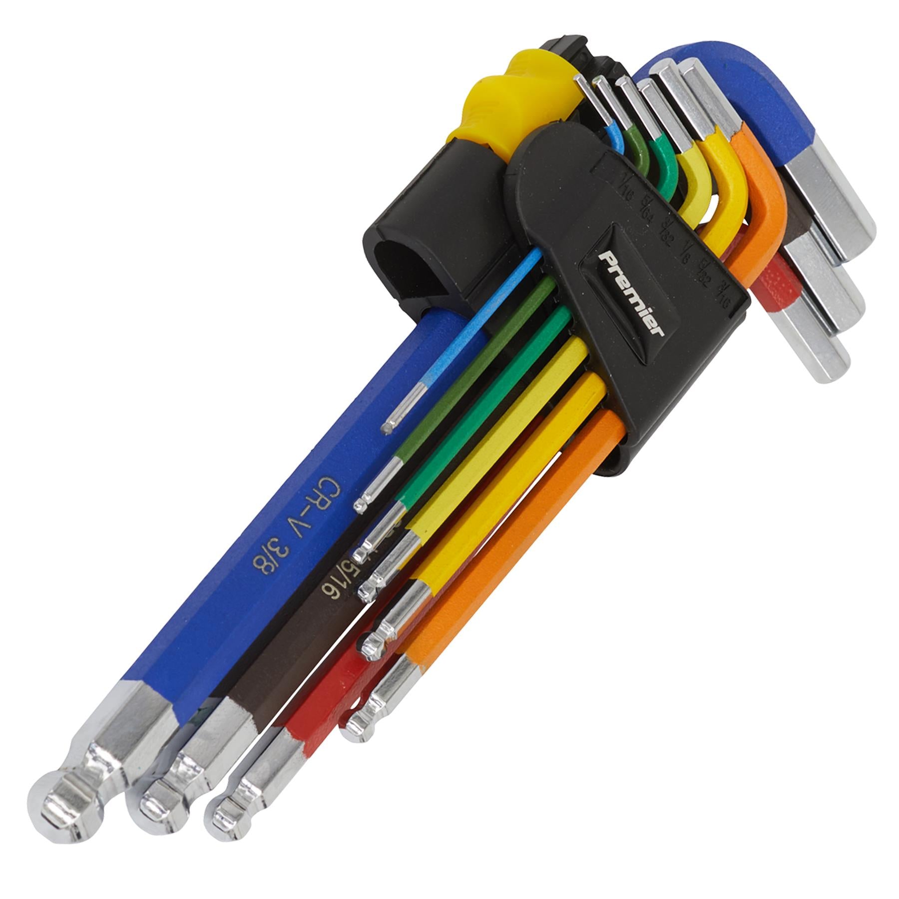 Sealey Premier 9pc Colour Coded Extra Long Ball End Hex Allen Key Set 1.5-10mm