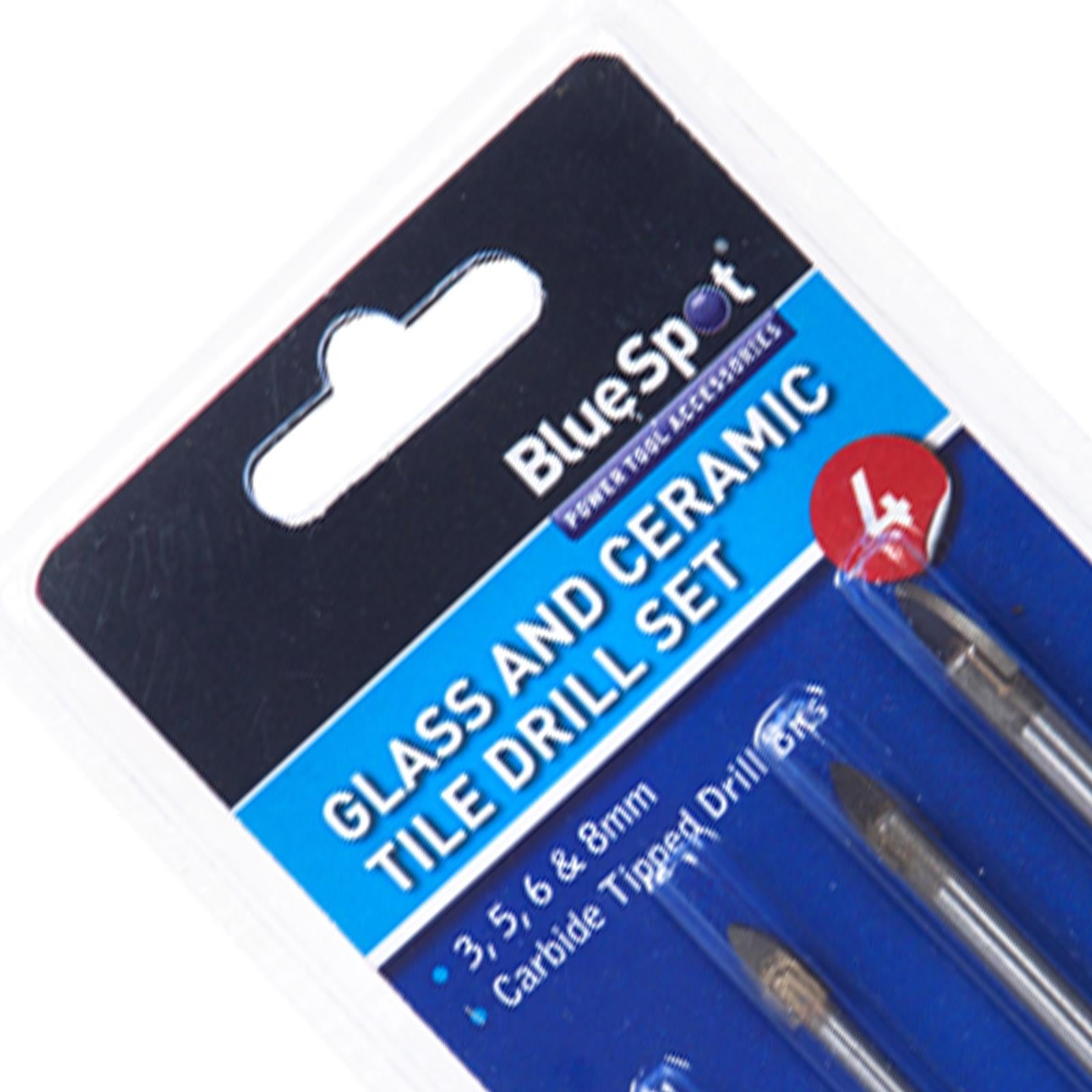 BlueSpot 4Pcs TILE & GLASS DRILL BIT SET Ceramic/Mirror Tungsten Spear Head
