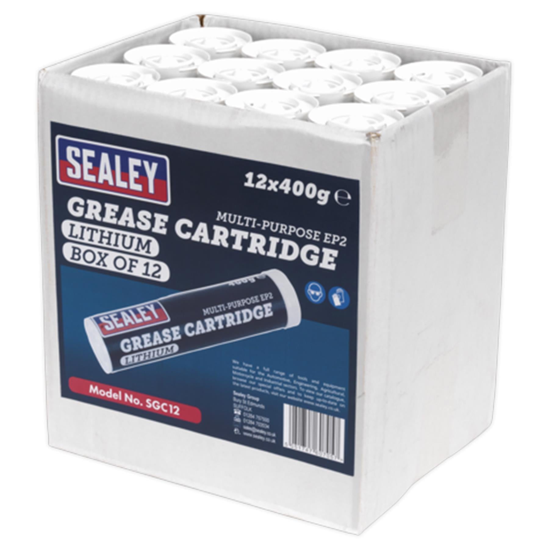 Sealey Grease Cartridge EP2 Lithium 400g Pack of 12