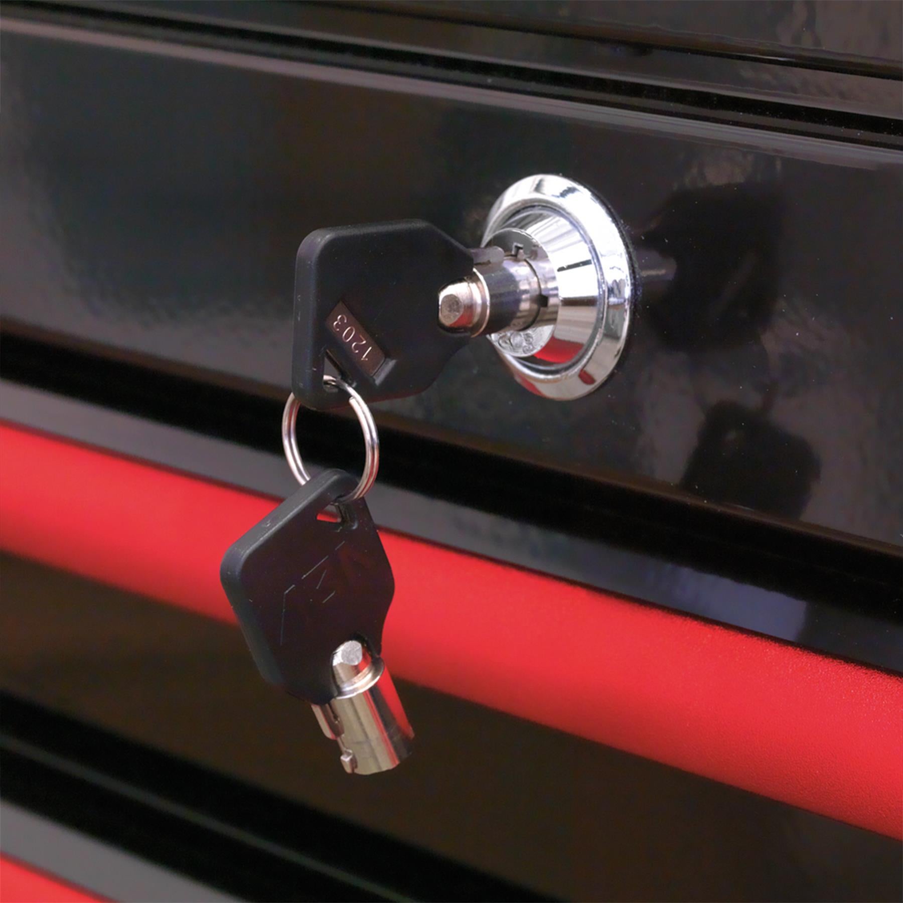 Sealey Topchest 4 Drawer Retro Style-Black/Red Anodised Draw Pulls