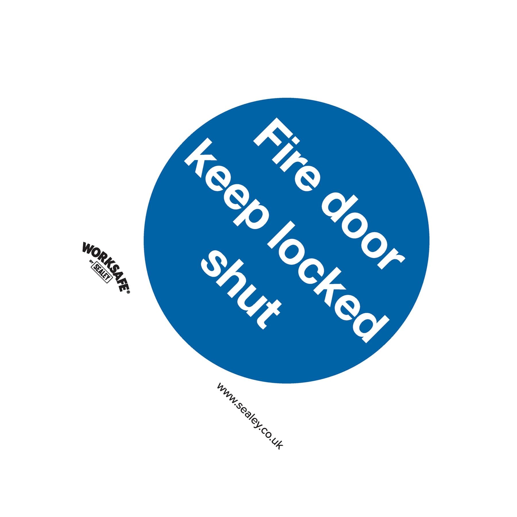 Sealey Safety Sign - Fire Door Keep Locked Shut- Self-Adhes. - Pk10