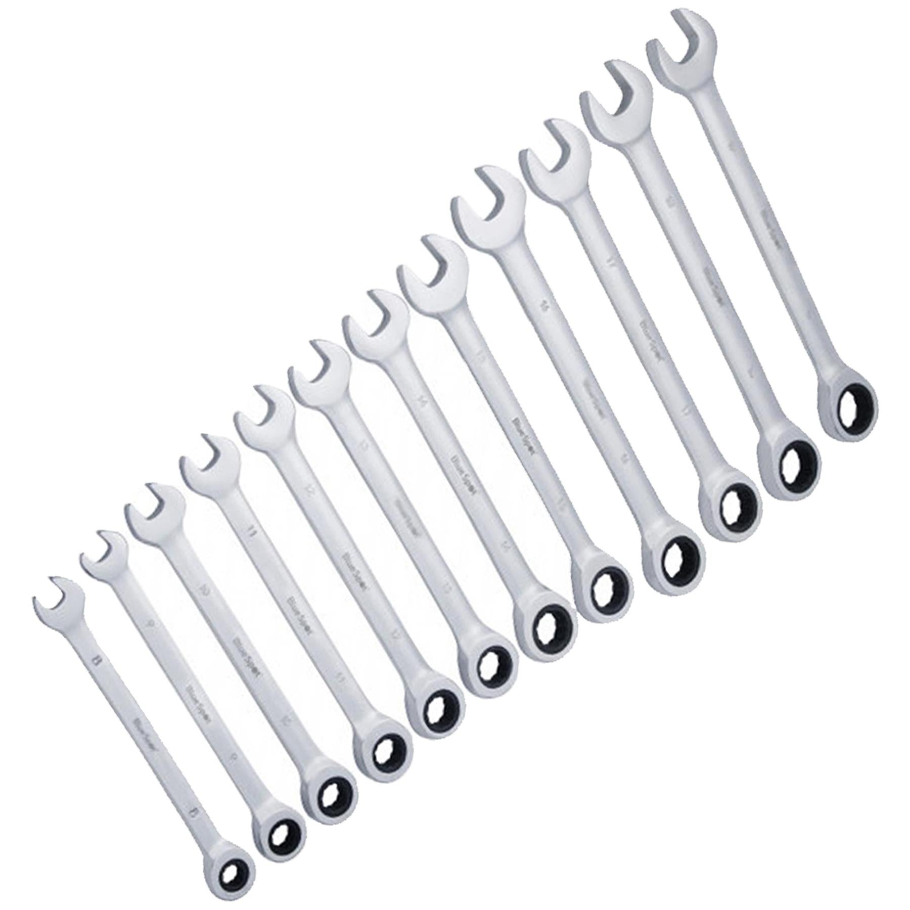 BlueSpot 12pcs Metric Ratchet Spanner Set Ratcheting Ring Head 8mm -19mm