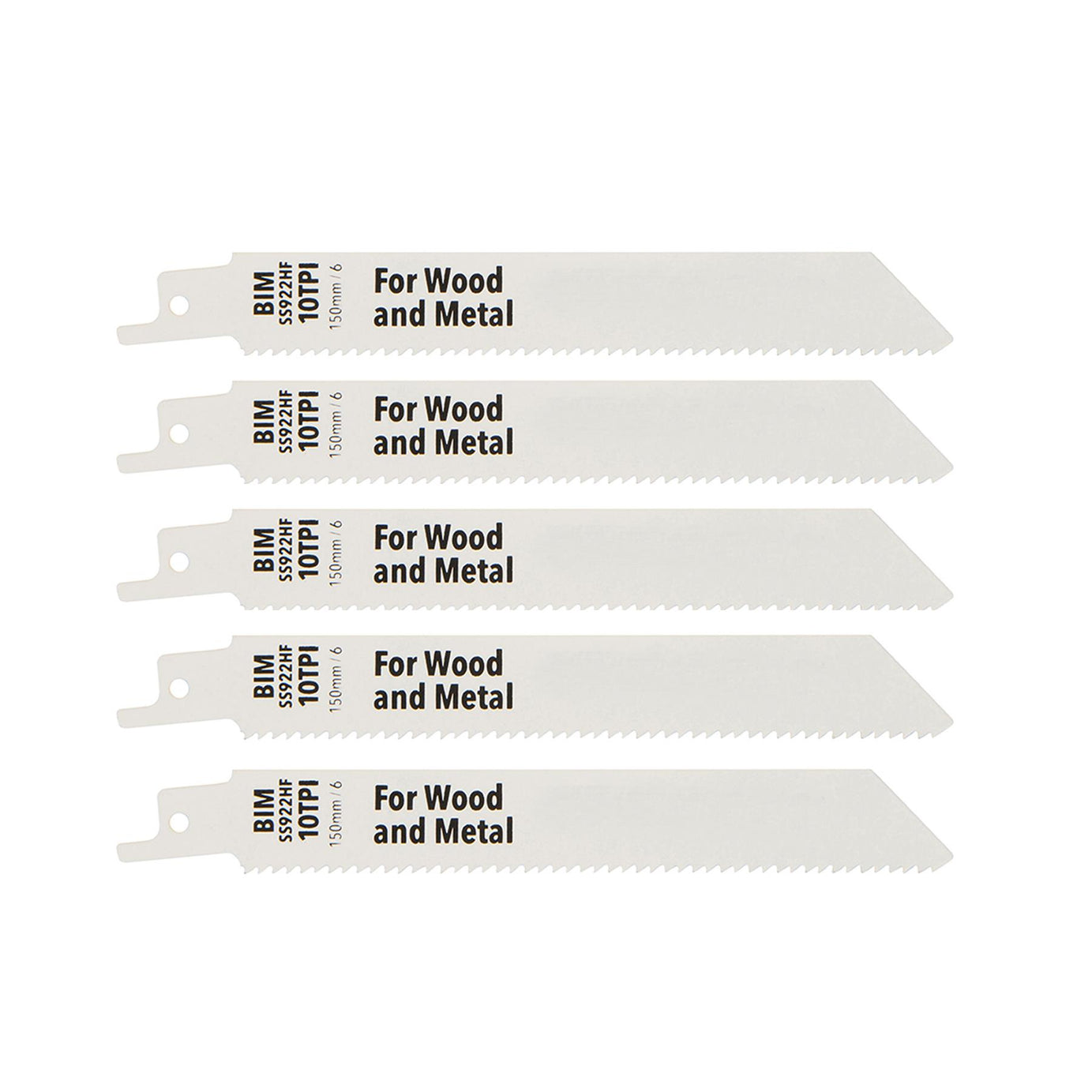 Recip Saw Blades For Wood 5Pk Hcs 10Tpi - 150mm Cutting Recipro Saw 5Pk
