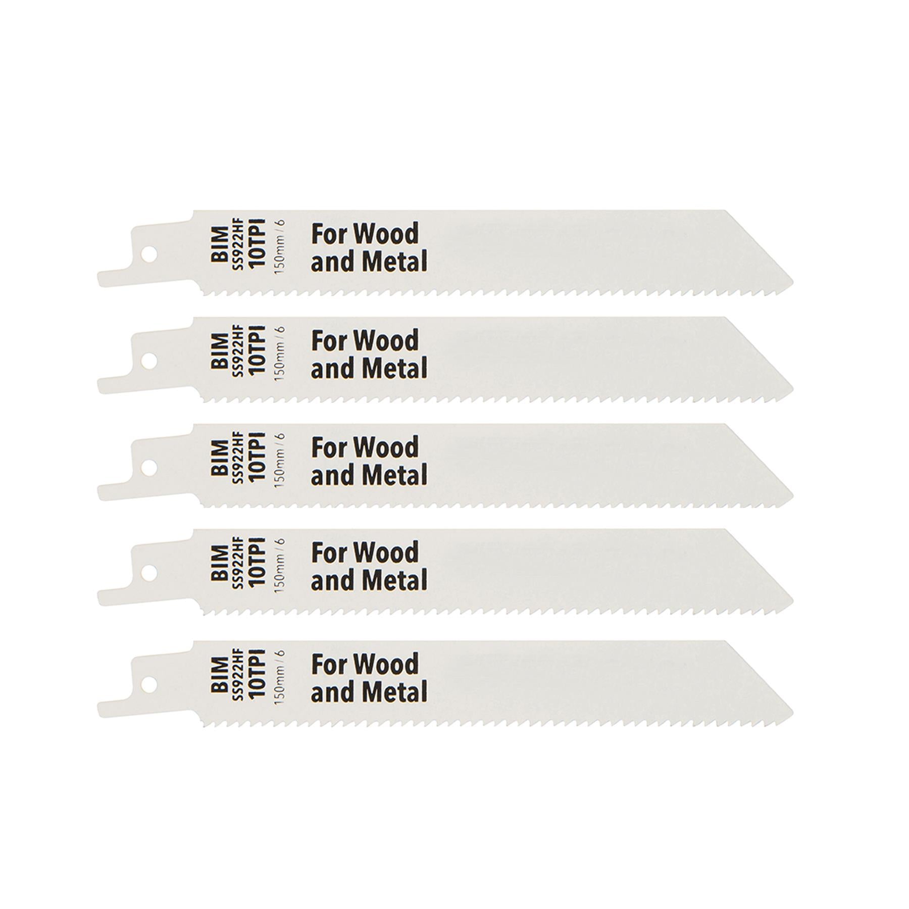 Recip Saw Blades For Wood 5Pk Hcs 10Tpi - 150mm Cutting Recipro Saw 5Pk