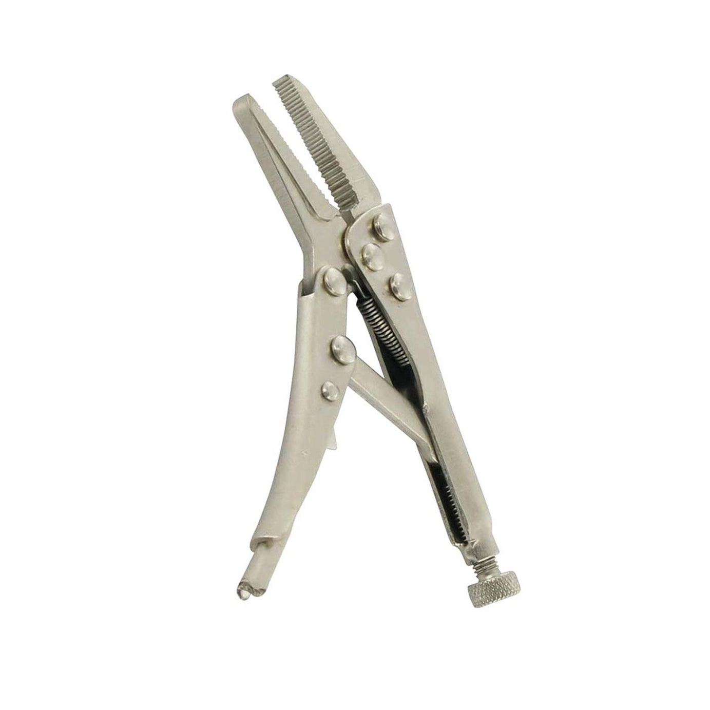 Self Locking Long Nose Pliers - 125mm Nickel-Plated Steel Adjustable Jaw Opening