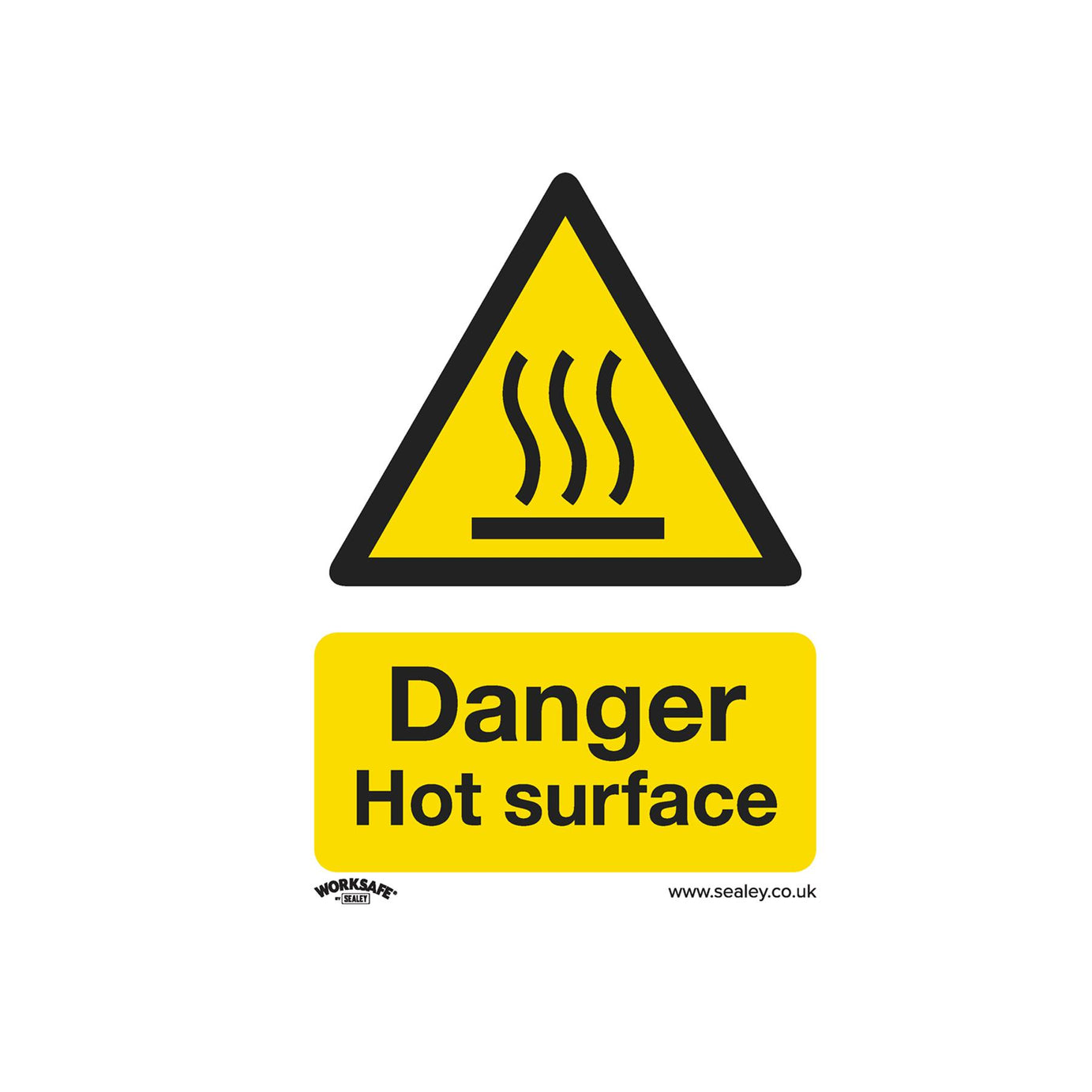 Sealey Safety Sign - Danger Hot Surface - Rigid Plastic - Pk of 10