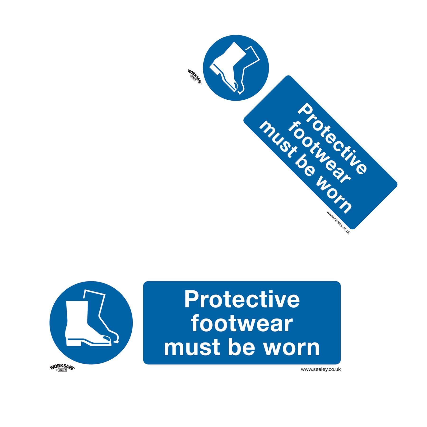 Sealey Safety Sign-Protective Footwear Must Be Worn-Plastic-Pk 10