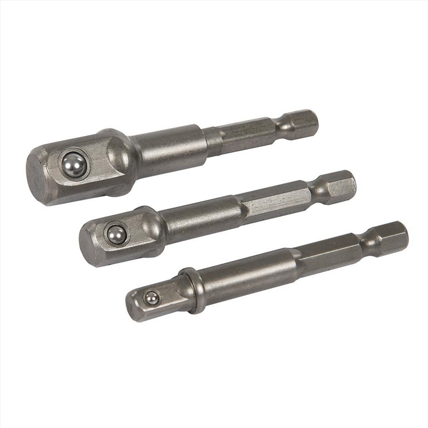 CRV Steel Socket Driver Set 3pcs 1/2" 1/4" 3/8" 1/4" Hex Shank Drill & Drill Drivers Converter