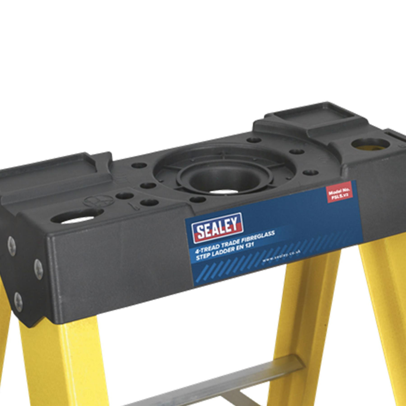 Sealey Fibreglass Step Ladder 4-Tread EN 131 Lightweight Anti-Slip Feet