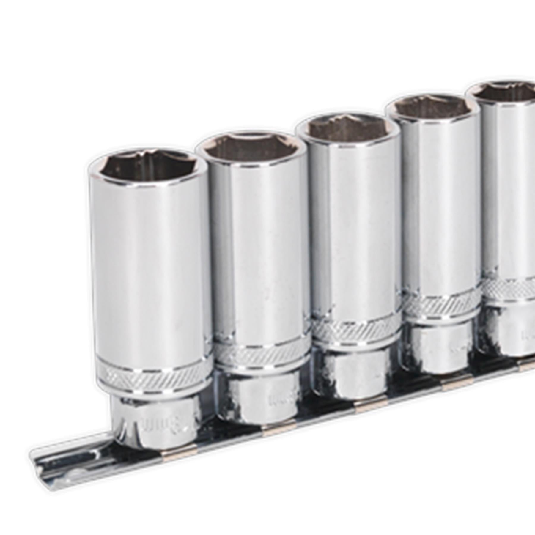 Sealey Deep Lock-On Socket Set 3/8"Sq Dr 12pc 8-19mm 6pt Metric Long Reach