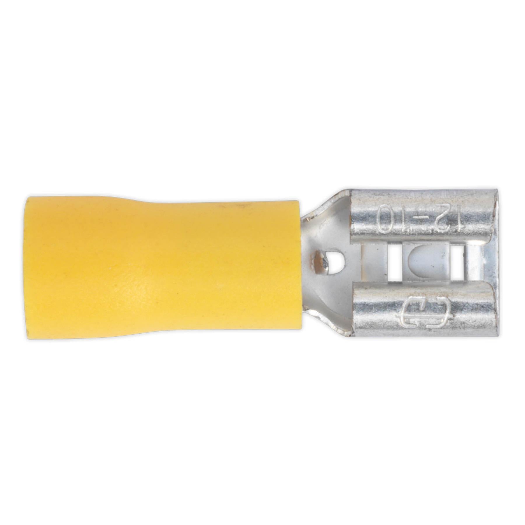 Sealey Push-On Terminal 6.3mm Female Yellow Pack of 100