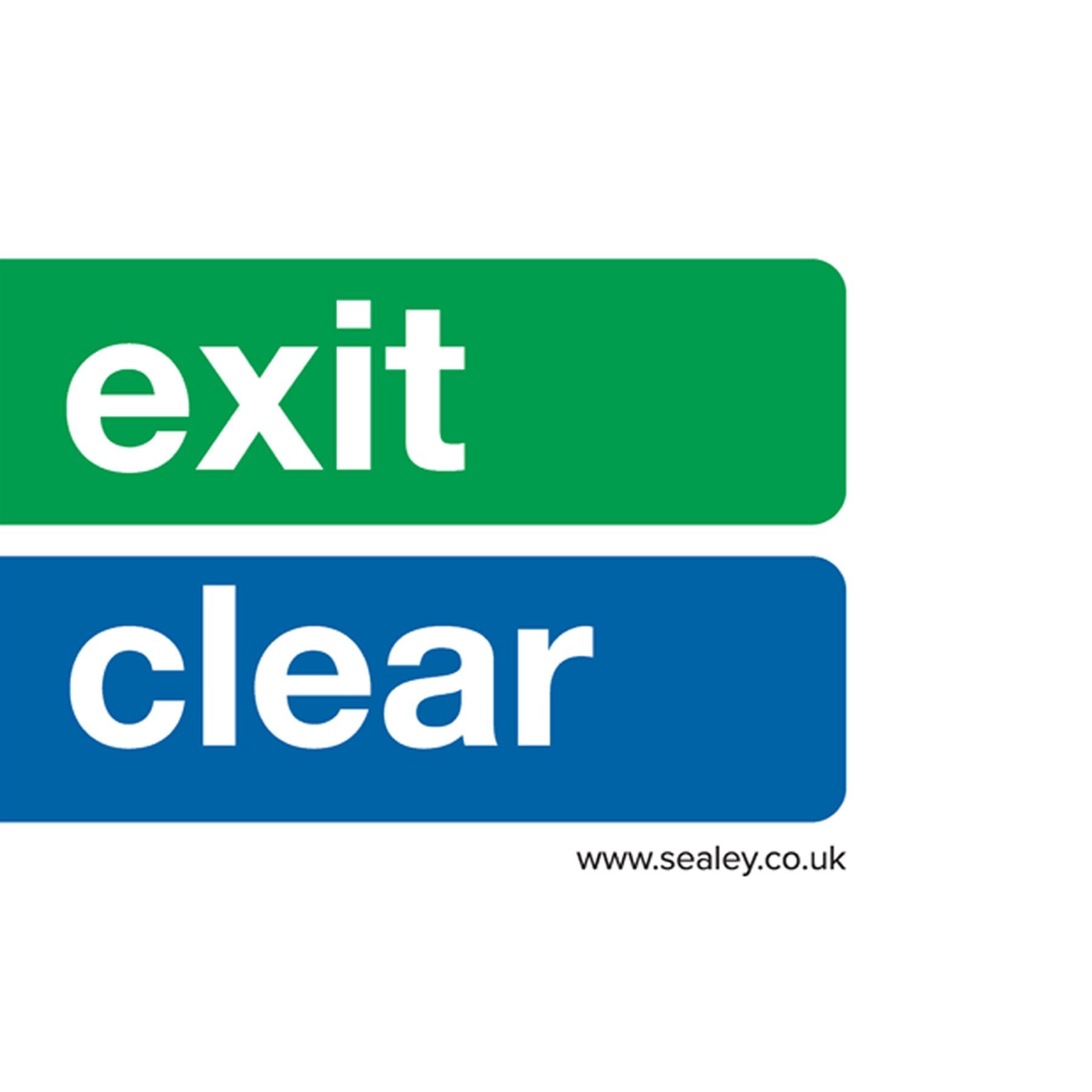 Sealey Safety Sign - Fire Exit Keep Clear - Self-Adhes. Pack of 10
