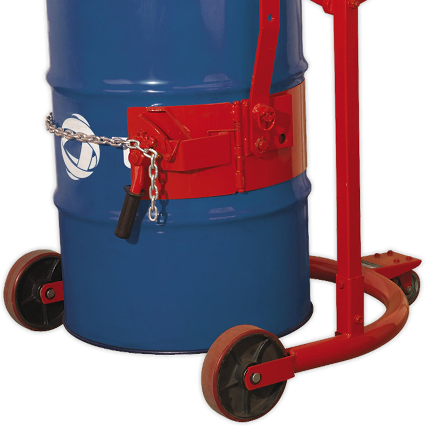 Sealey Mobile Drum Handler 205L  Lever handle raises drum