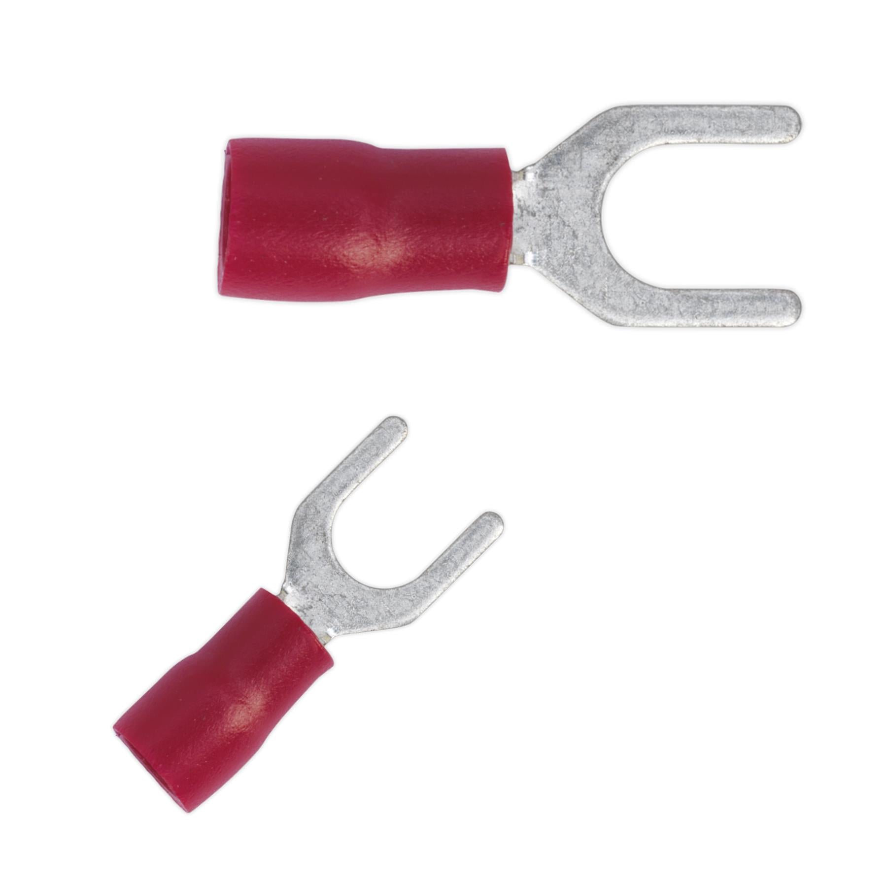 Easy-Entry Fork Terminal 5.3mm (2BA) Red Pack of 100. Sealey