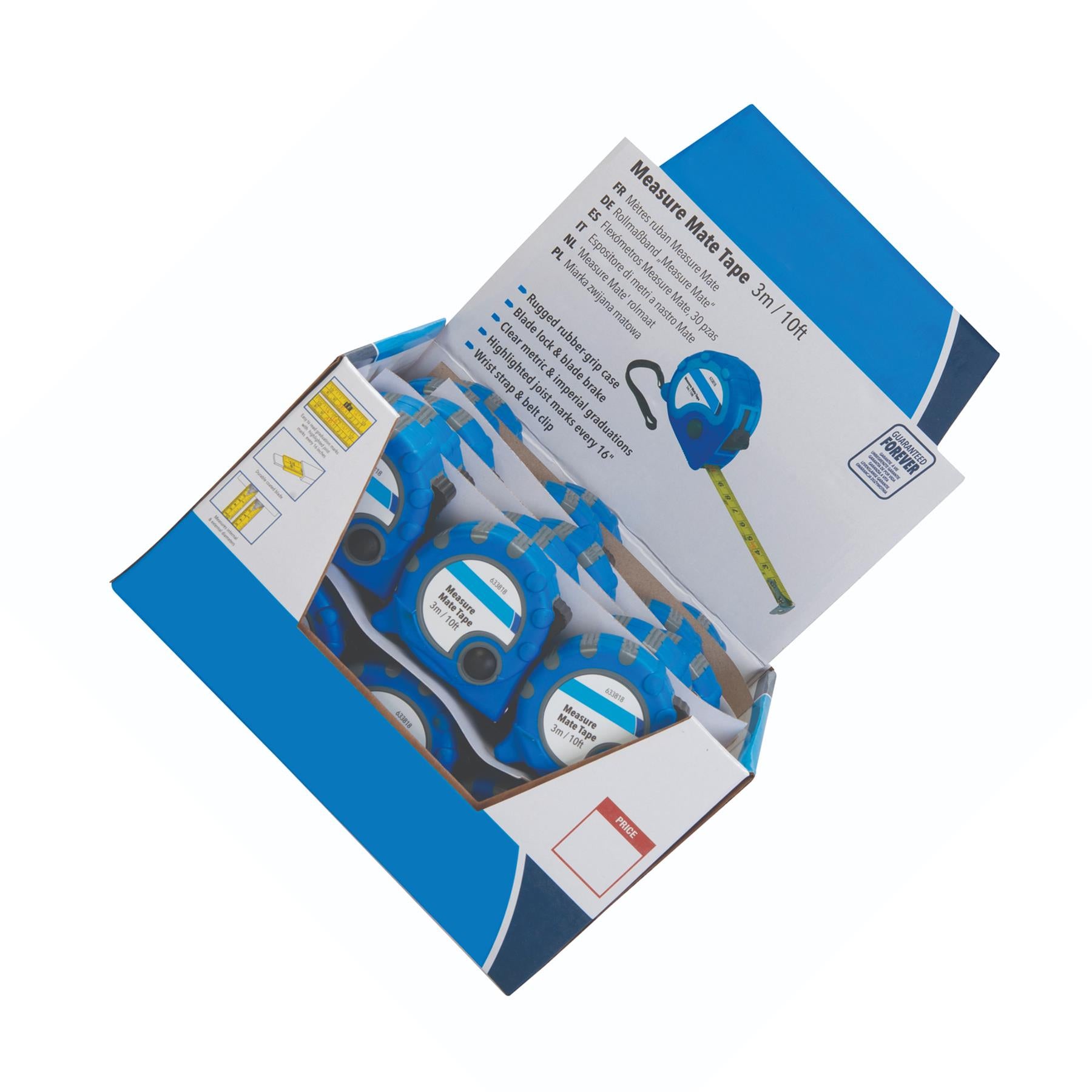 24Pce Measure Mate Tape Display Box 8M X 25mm Rugged Rubber-Grip Case