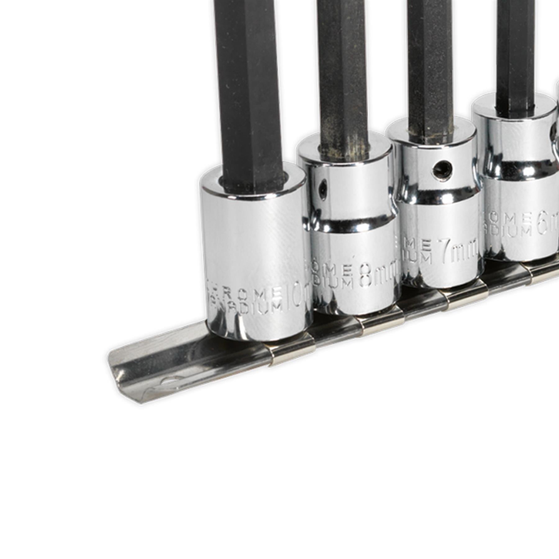 Sealey Hex Socket Bit Set 7pc 3/8"Sq Drive 110mm Metric