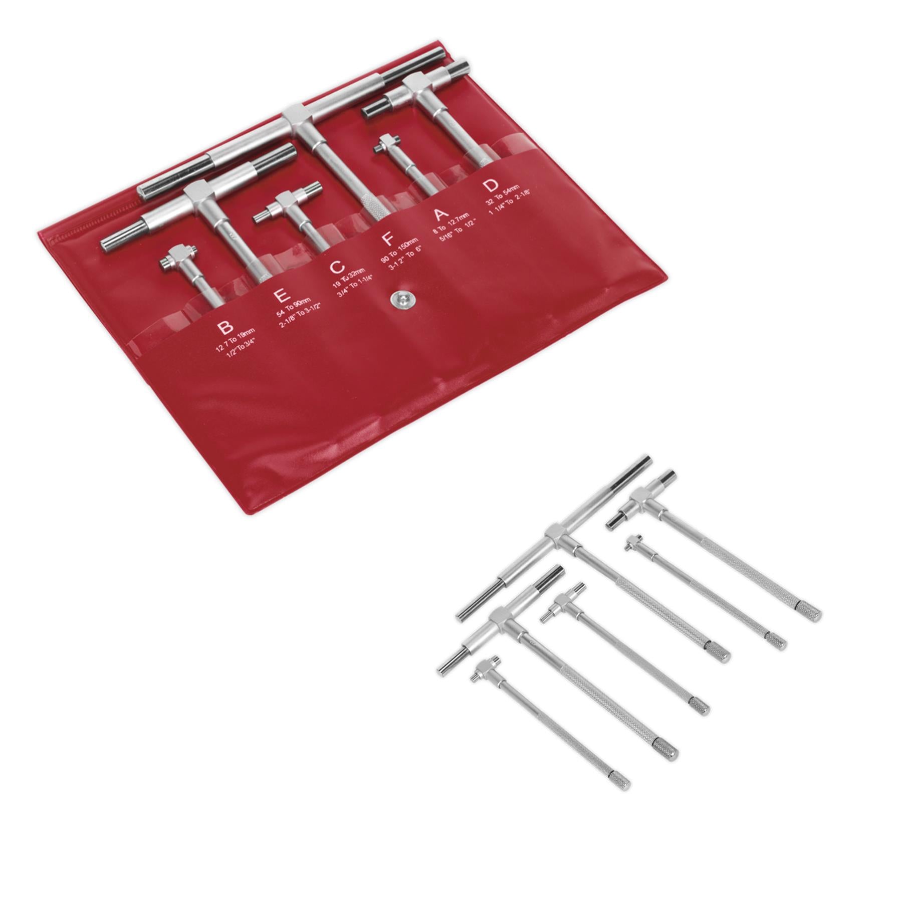 Sealey Telescopic Bore Gauge Set Satin Chrome Finish 6Pc