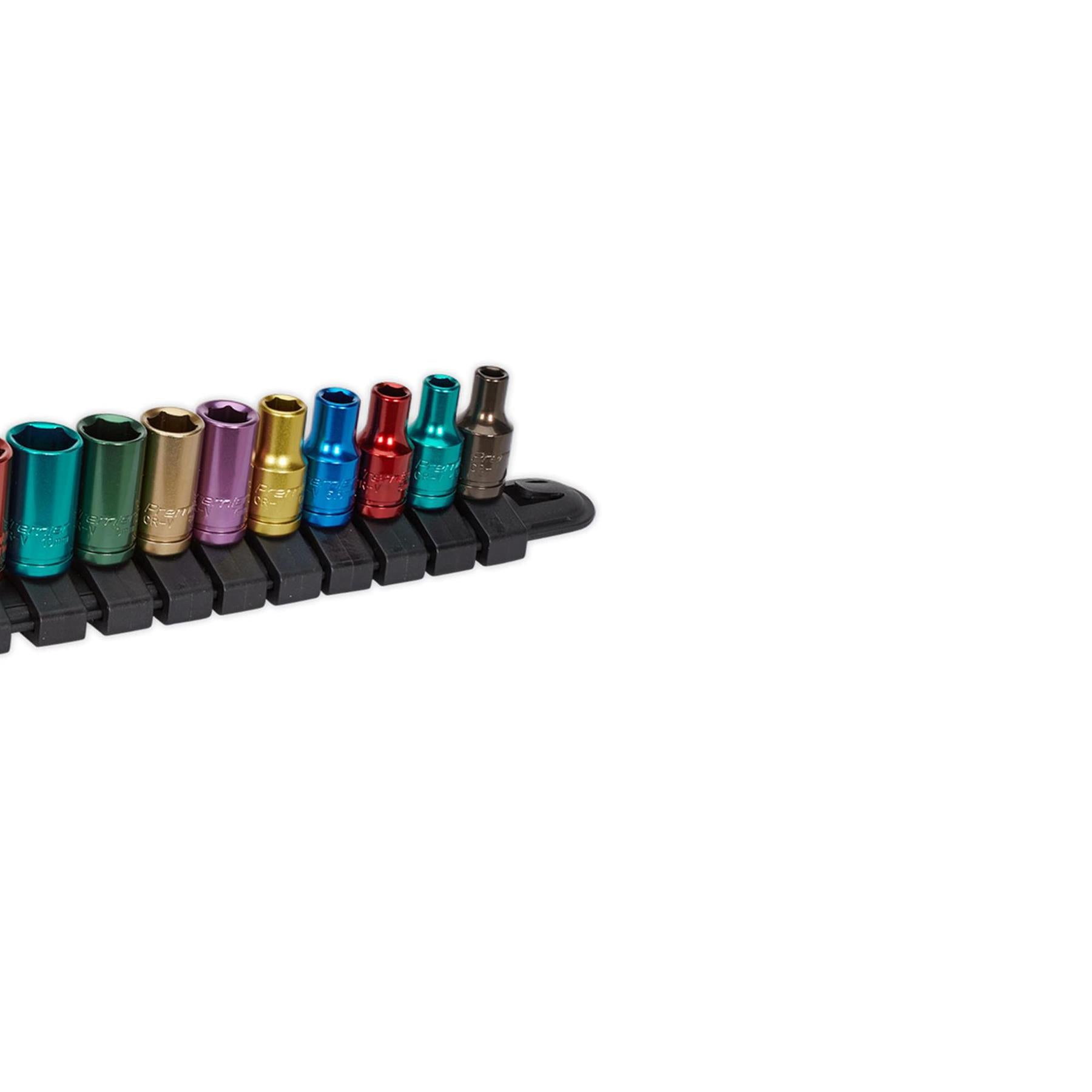 Sealey 13pc Multi Coloured Socket Set 4mm - 14mm 6pt Set 1/4" Sq Drive
