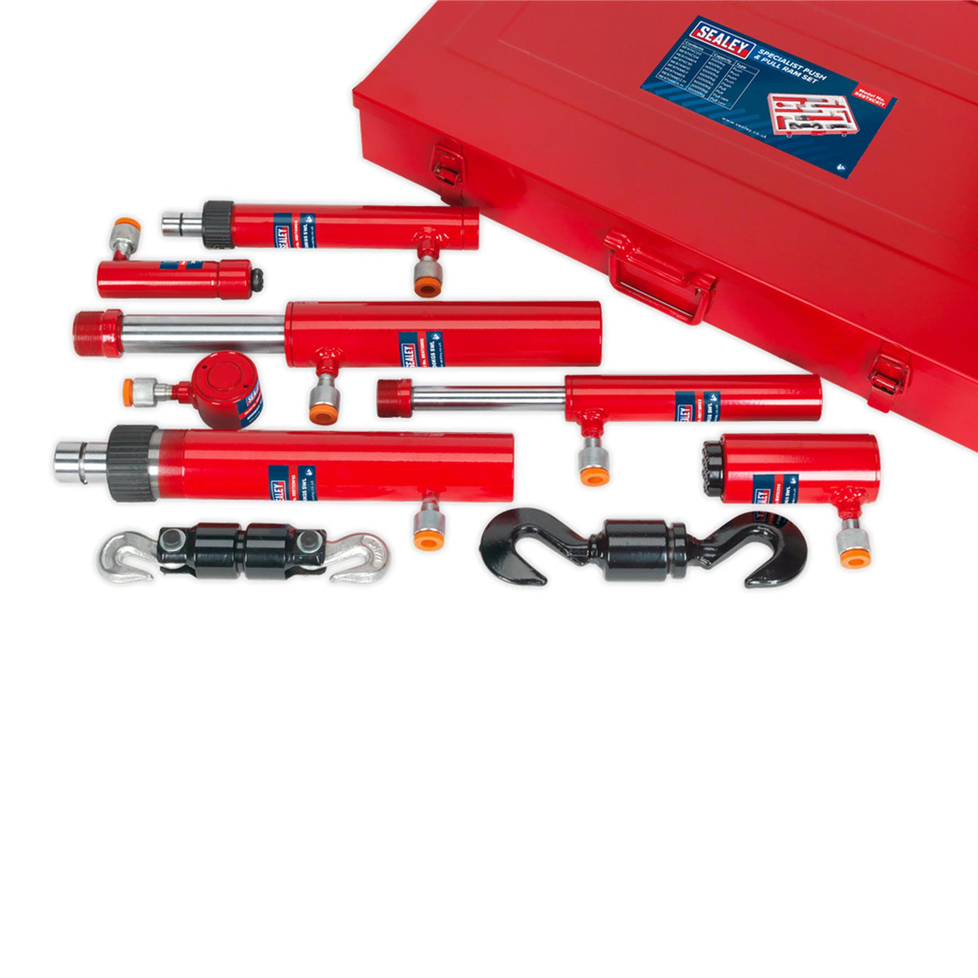 Sealey Specialist Push & Pull Ram Set Chromed Rams Steel Storage Case