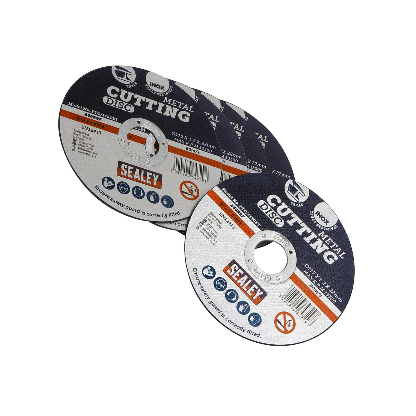 Sealey Cutting Disc Ø115 x 1.2mm 22mm Bore Pack of 5