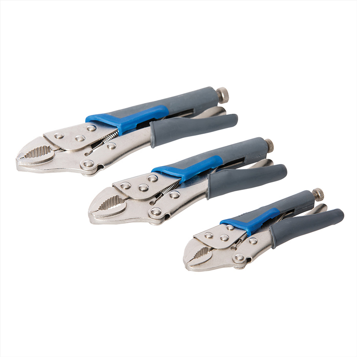 3Pce Self Locking Soft-Grip Plier Set - Hand Tool DIY Adjustable Jaw Opening