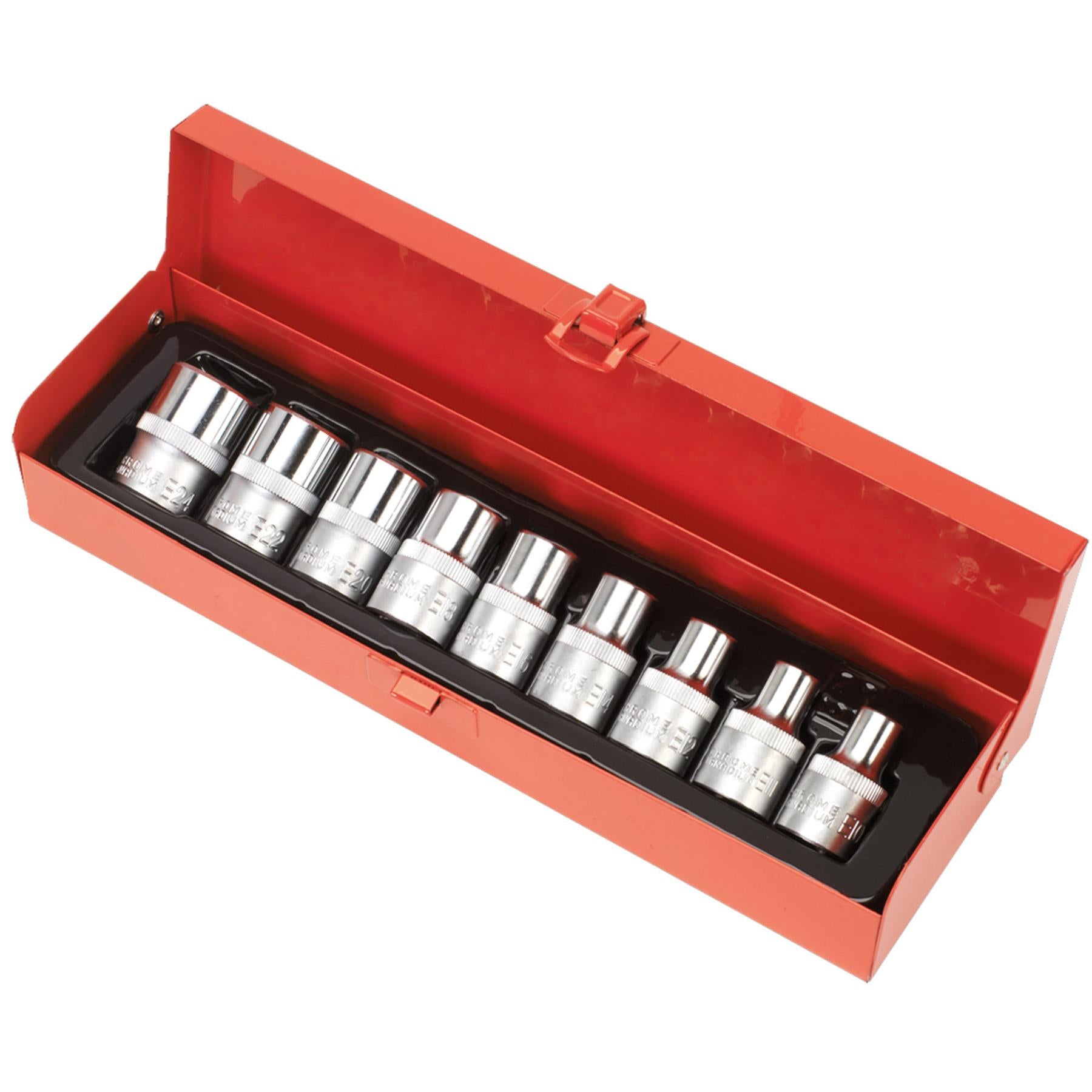 Sealey TRX-Star* Female Socket Set 9pc 1/2"Sq Drive E10-E24