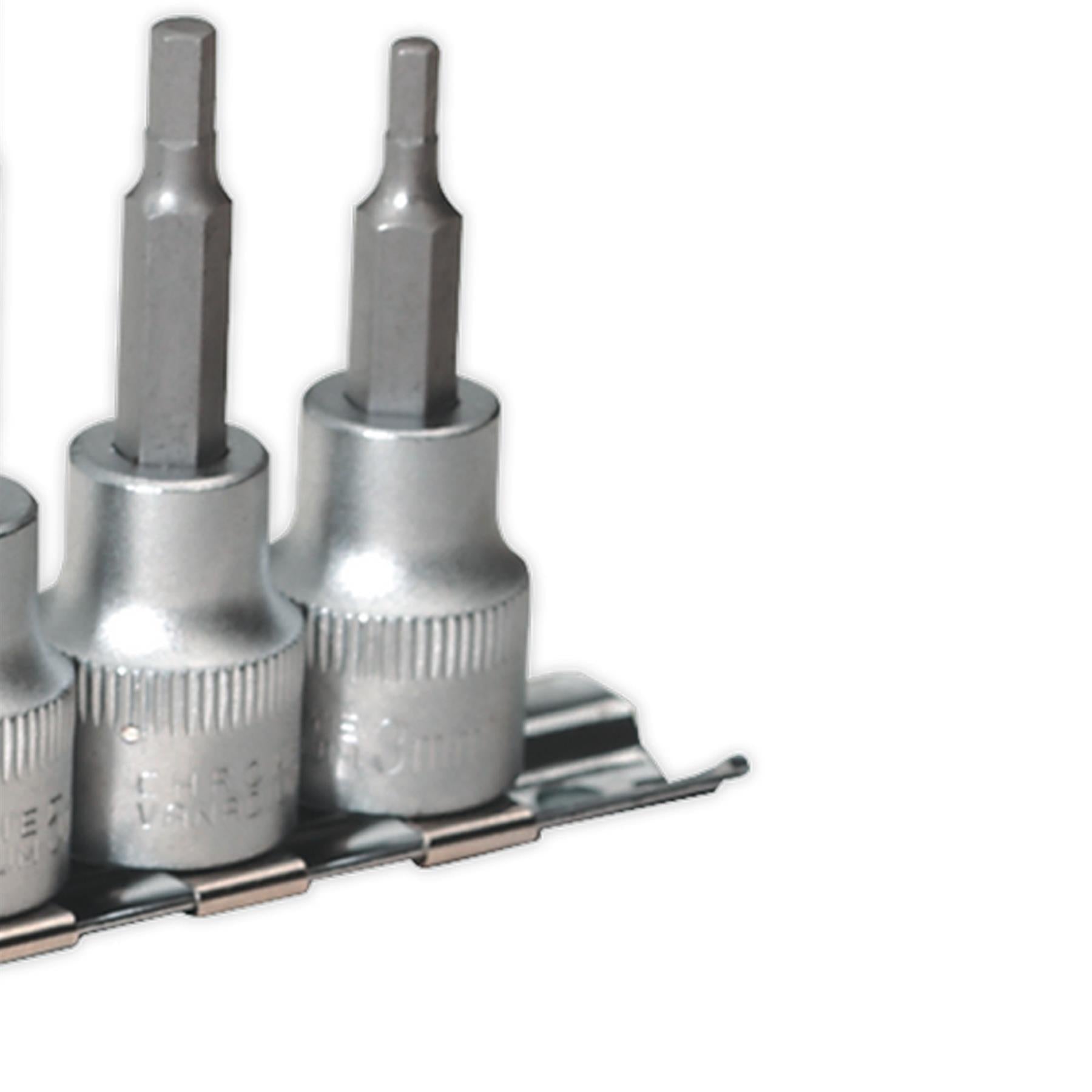 Sealey Hex Socket Bit Set with Rail 6pc 3/8"Sq Drive Metric