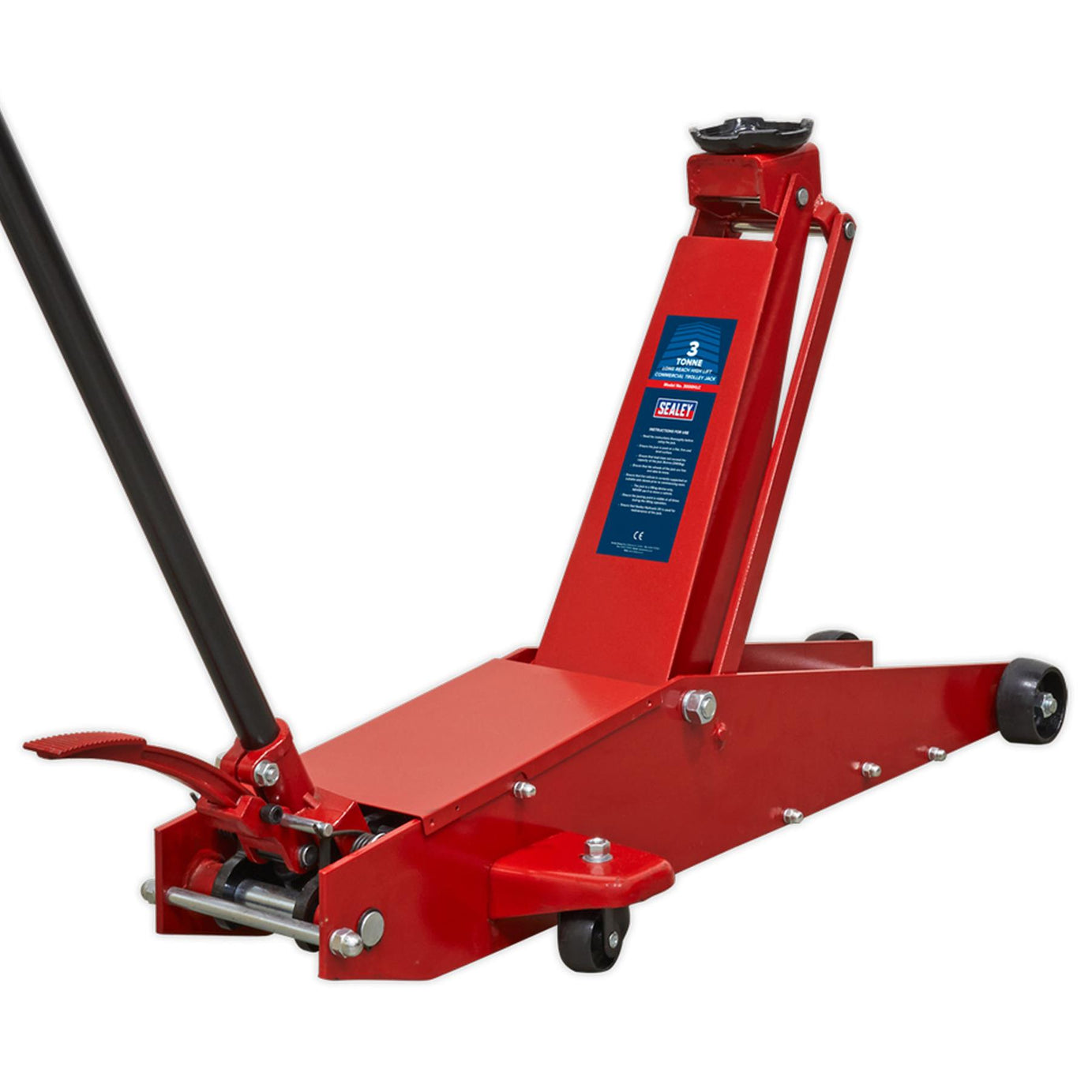 Sealey Trolley Jack 3tonne Long Reach High Lift Commercial