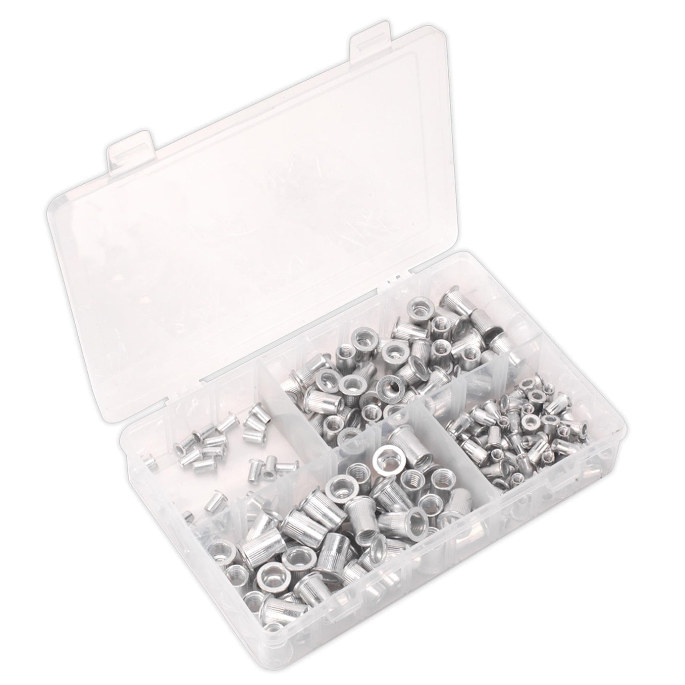 Sealey AB073TI Threaded Insert Rivet Nut Assortment 200pc M4-M8 Splined Metric