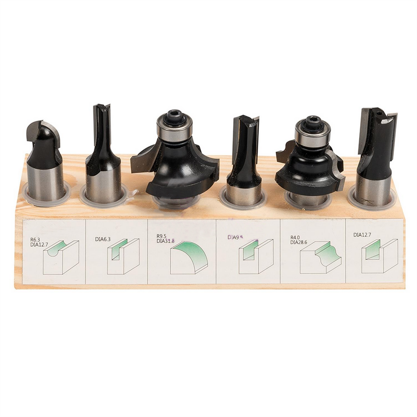 1/2" Router Starter Kit 6Pce Twin Flutes For Clean, Precise Cutting New