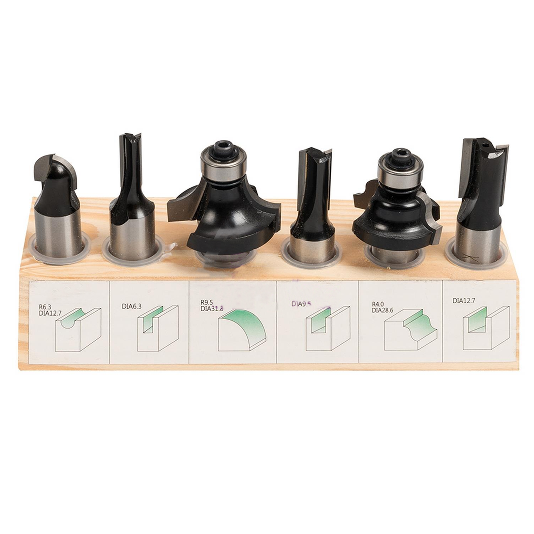 1/2" Router Starter Kit 6Pce Twin Flutes For Clean, Precise Cutting New