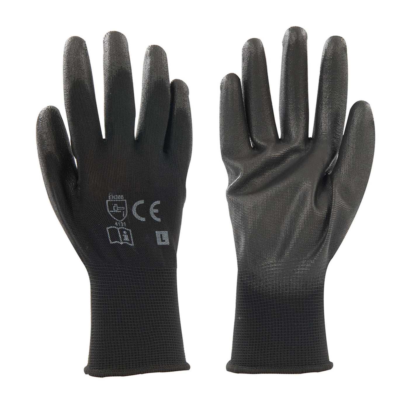 PU Palm Coated Work Wear Gardening Black Safety Gloves L 10