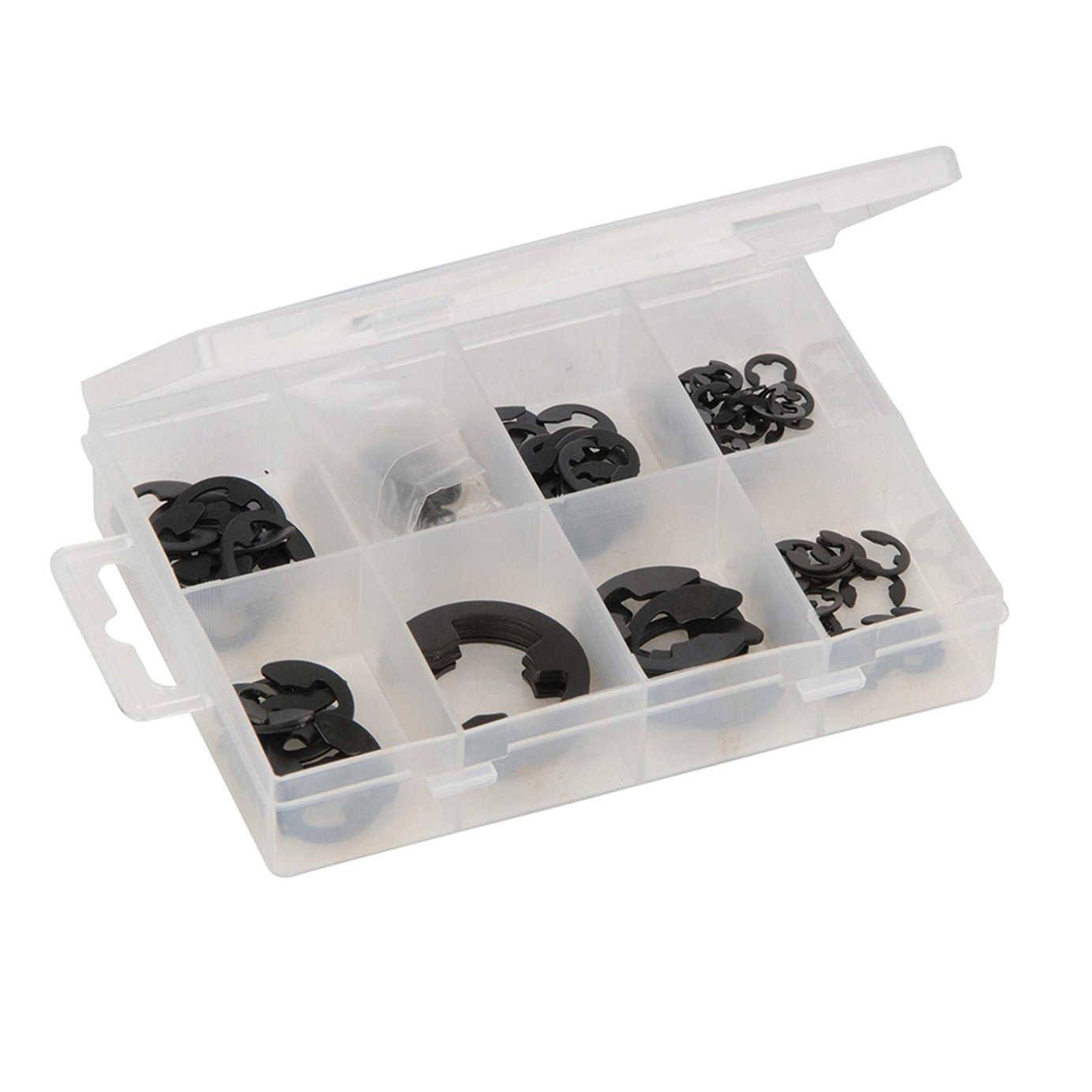 E' Clips Pack 135Pc Chemically Blackened Sprung Steel Clips For Rotating Shafts
