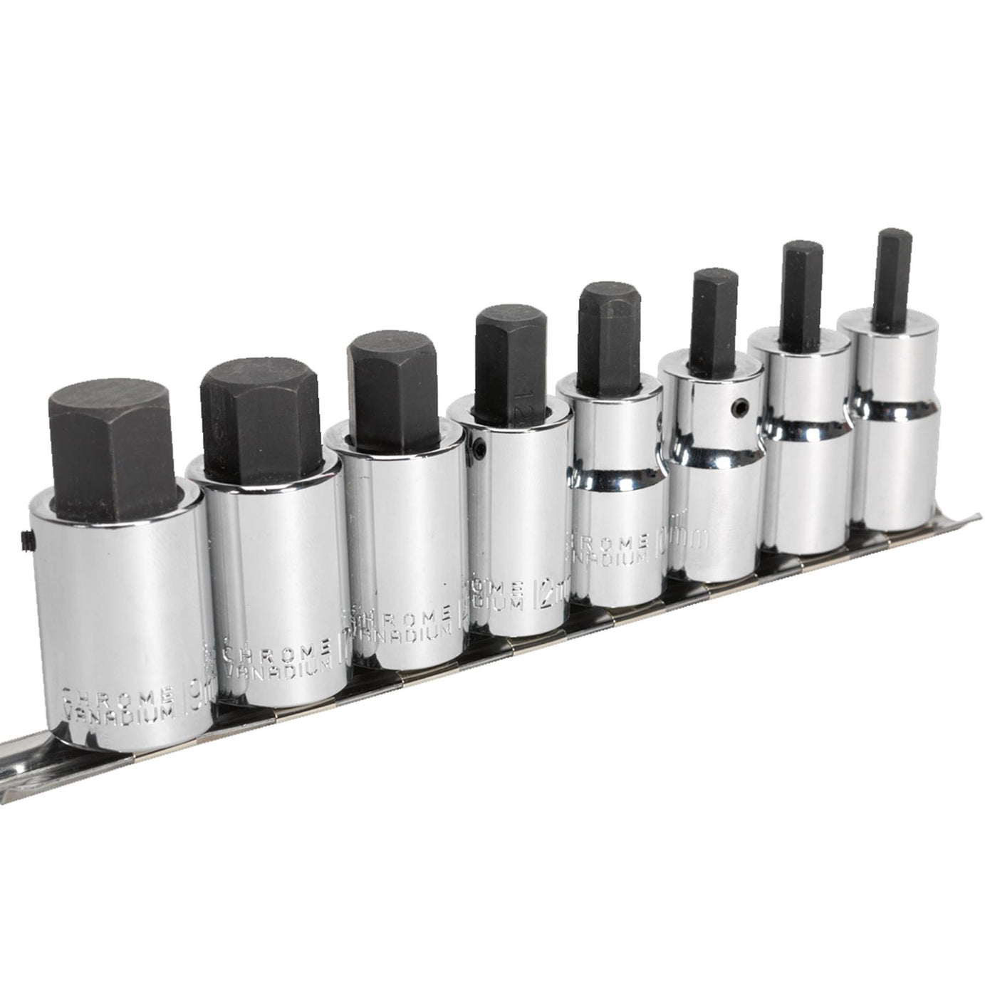 Sealey Hex Socket Bit Set 8pc 1/2"Sq Drive Metric