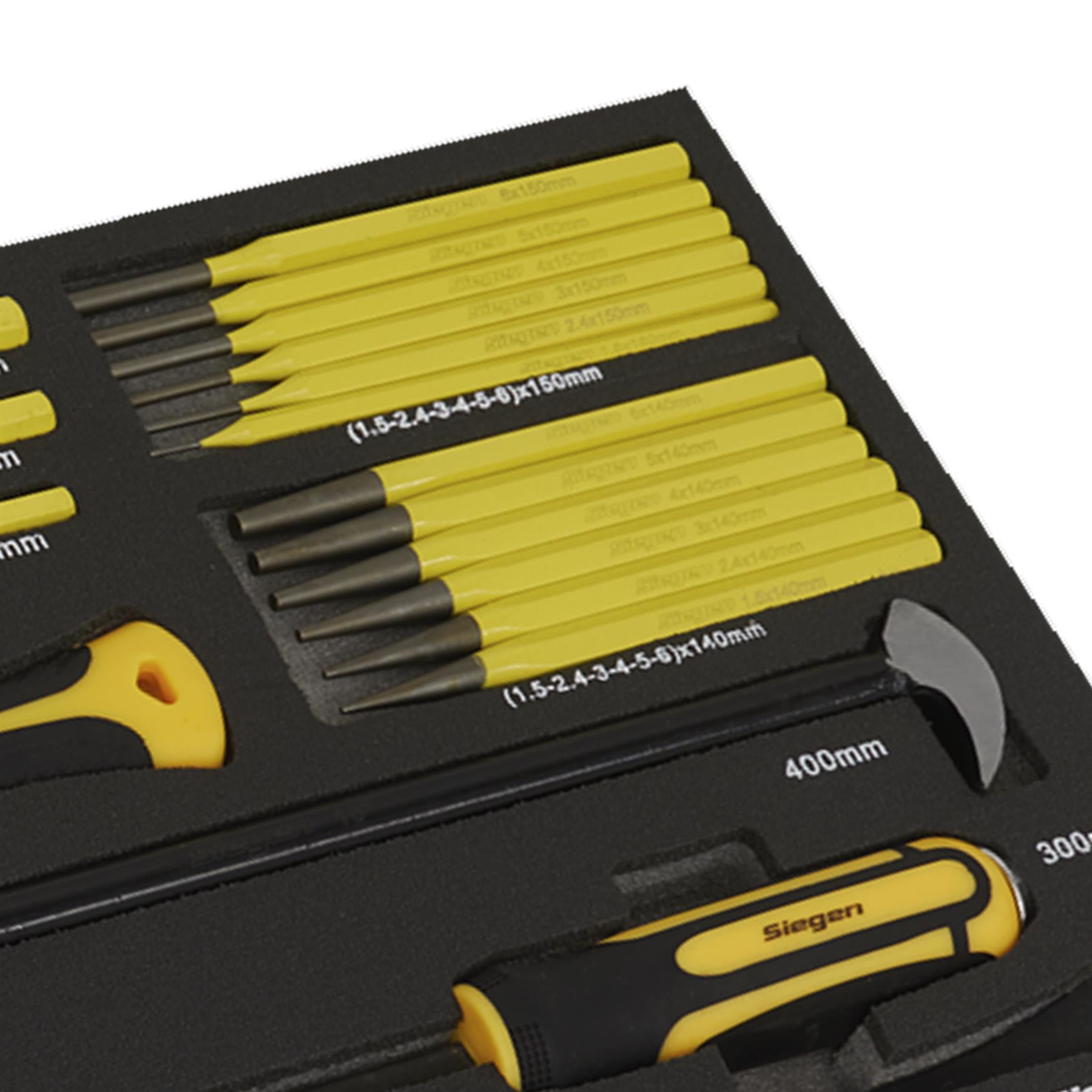 Sealey Tool Tray with Pry Bar, Hammer & Punch Set 23pc