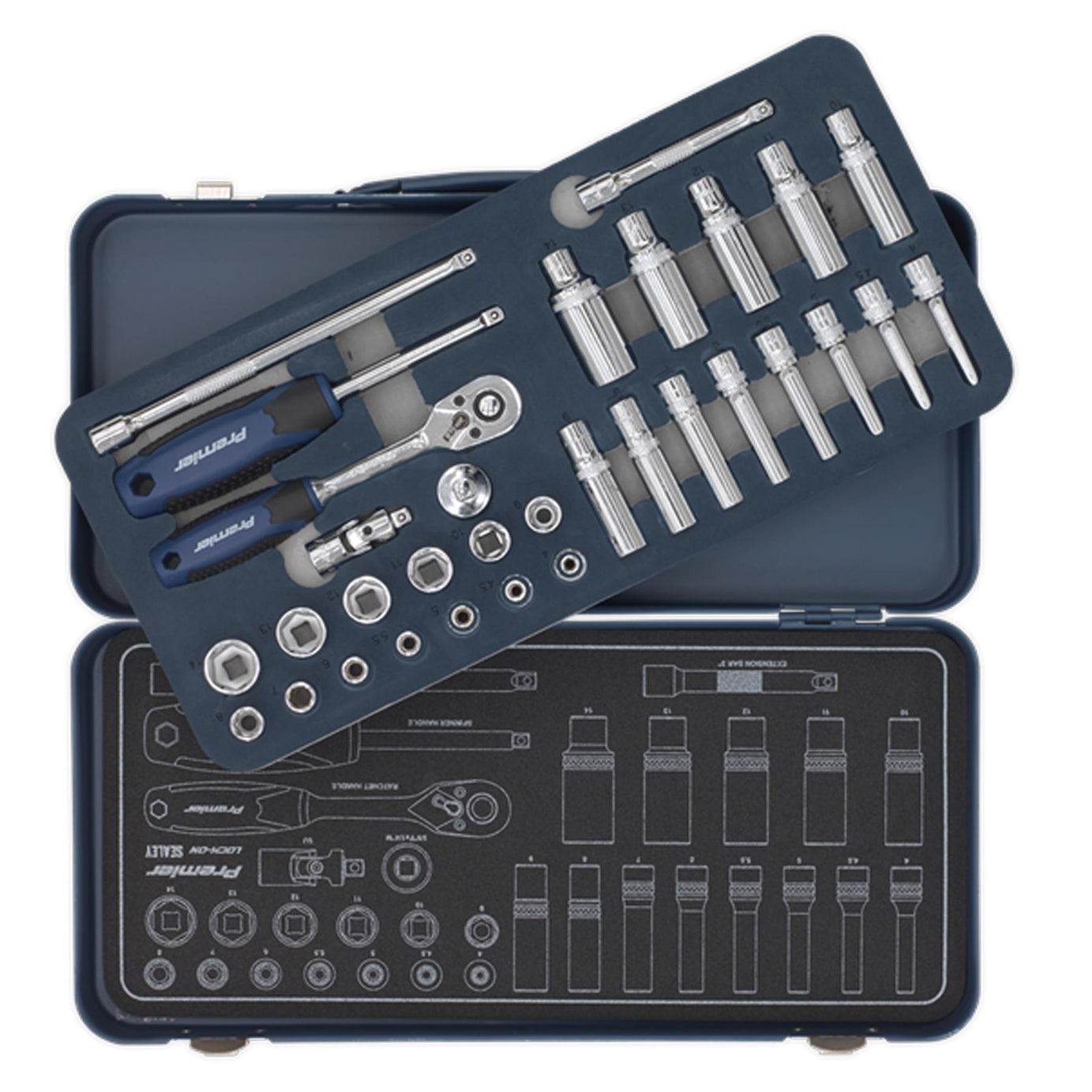 Sealey Socket Set 32pc Professional Lock-On Socket Set 1/4"Sq Drive Metric 6pt