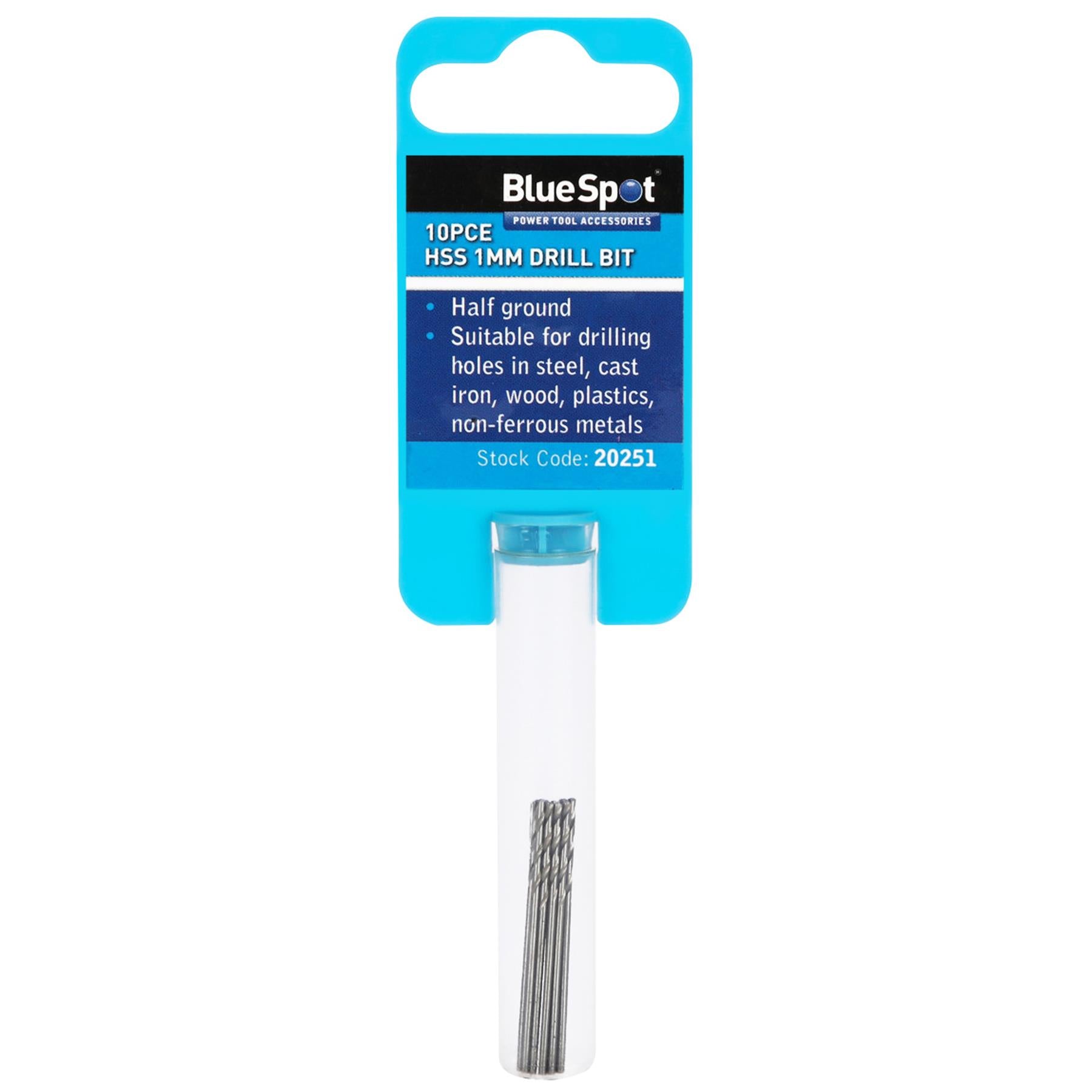 BlueSpot Metal HSS Metric Drill Bits set 10 PCE 1mm For Steel & Wood