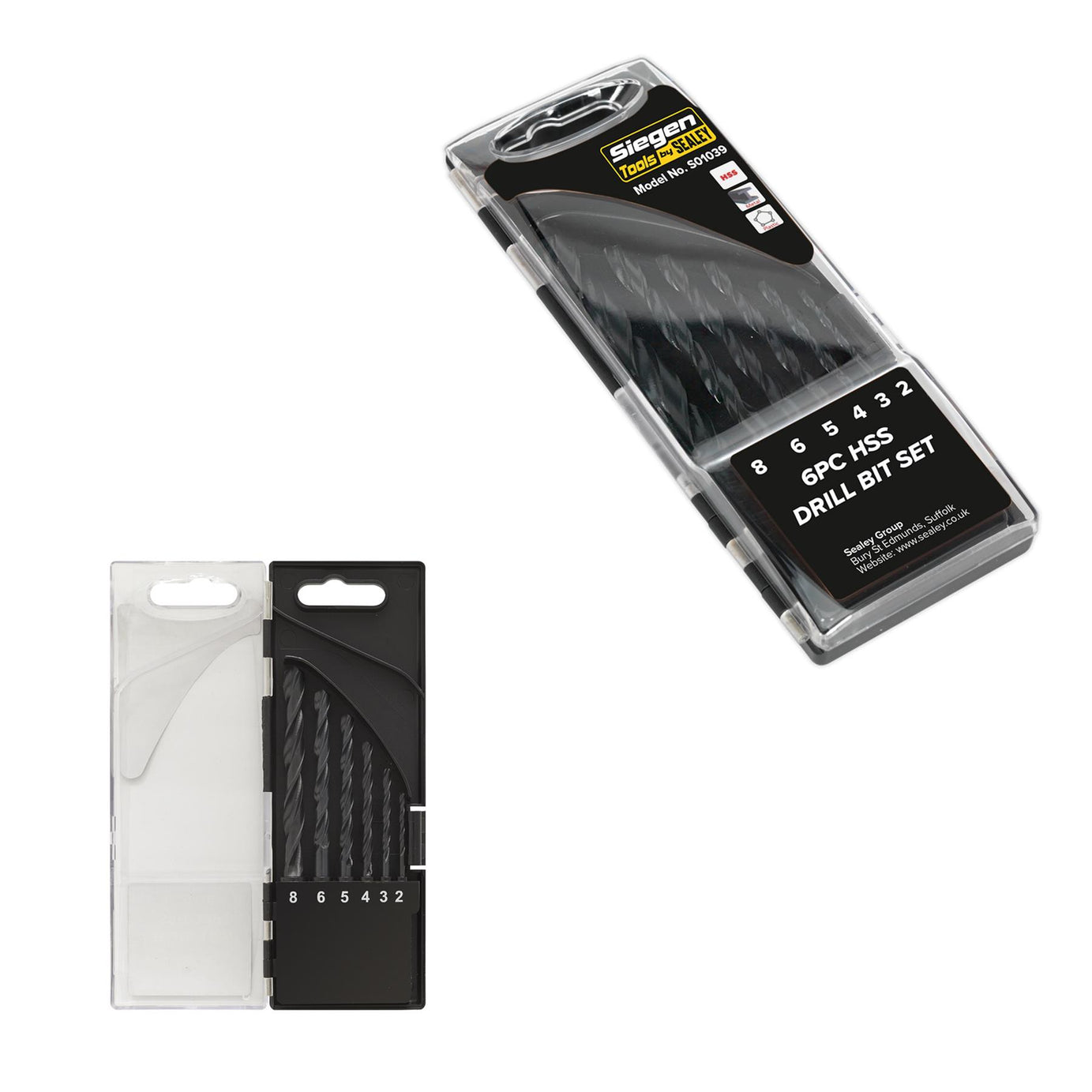 6 Pc Sealey HSS Drill Bit Set DIN 338 Six Popular Sizes