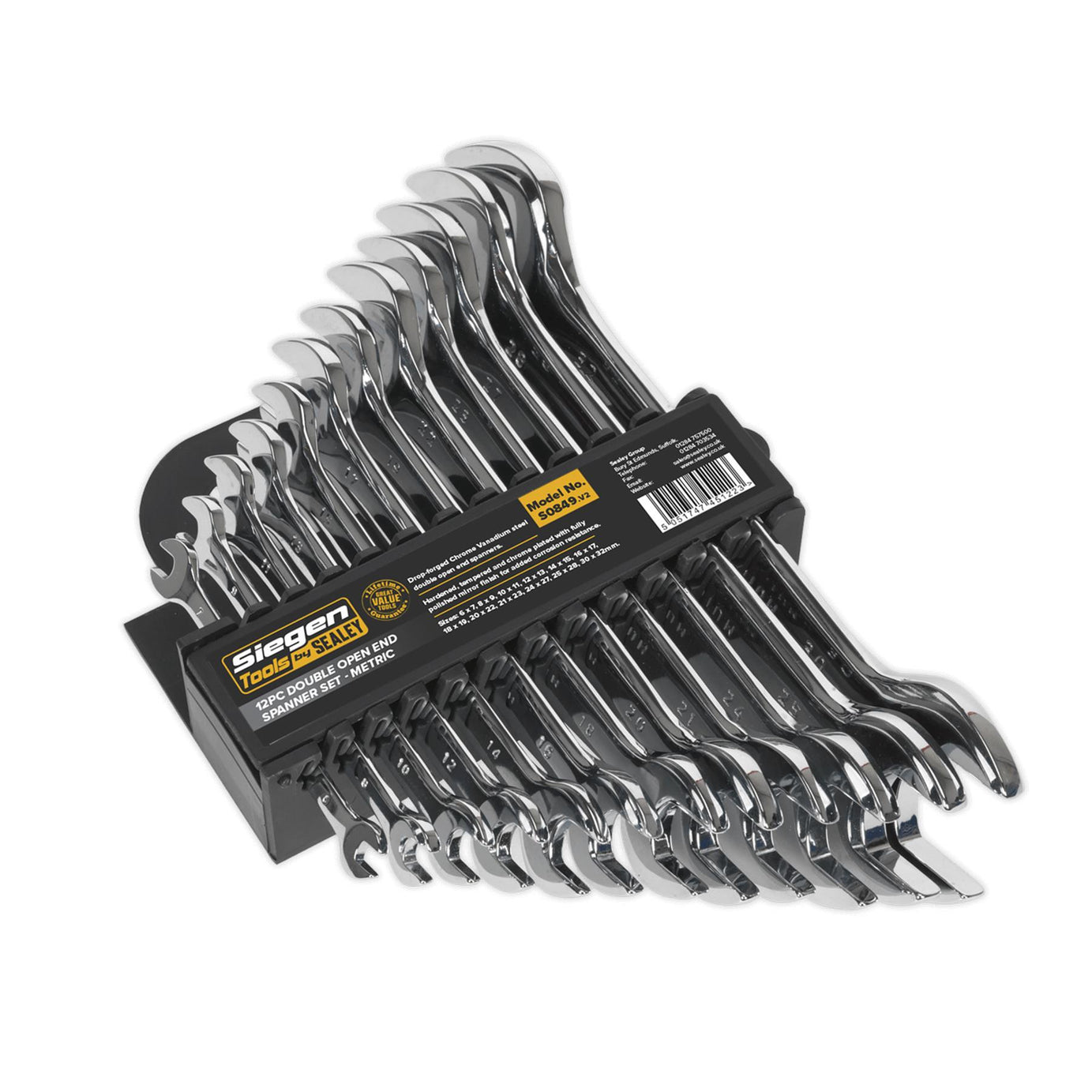 Sealey Double Open-End Spanner Set 12pc Metric