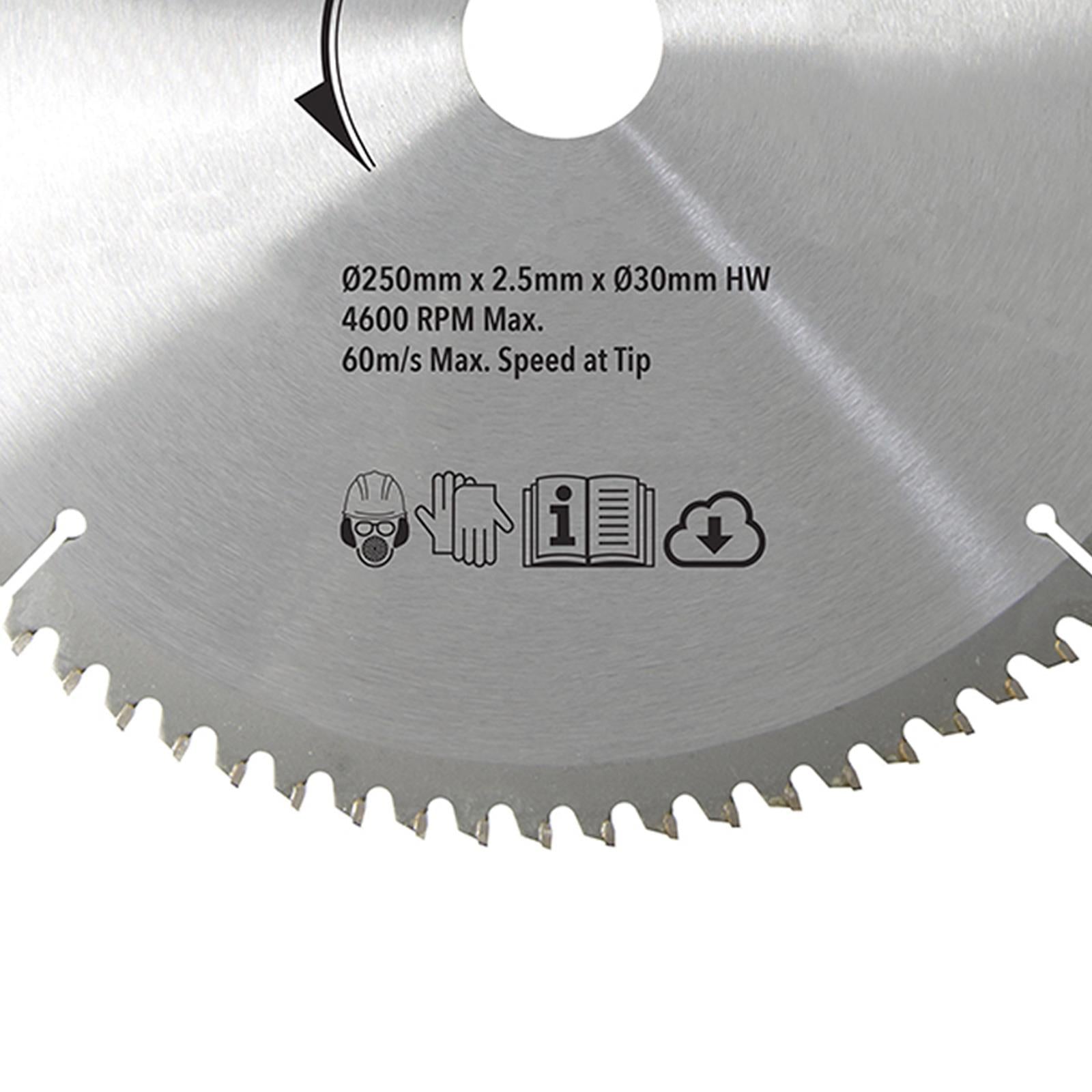 250mm 80T Aluminium Circular Saw Blade 30mm Bore 25mm 20mm 16mm Rings Mitre 10"